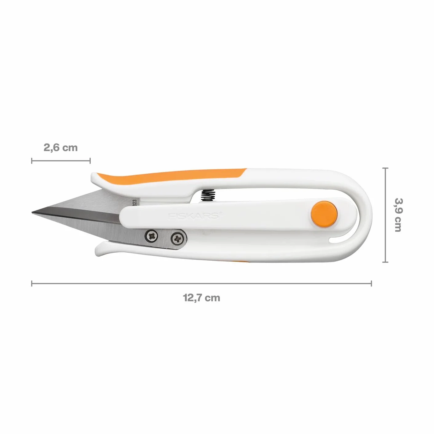 Fiskars Nożyczki do obcinania nici Softgrip, nożyczki do obcinania nici dla osób prawo- i leworęcznych, długość: 12,7 cm, ostrza ze stali nierdzewnej/plastikowe uchwyty, białe, 1070023