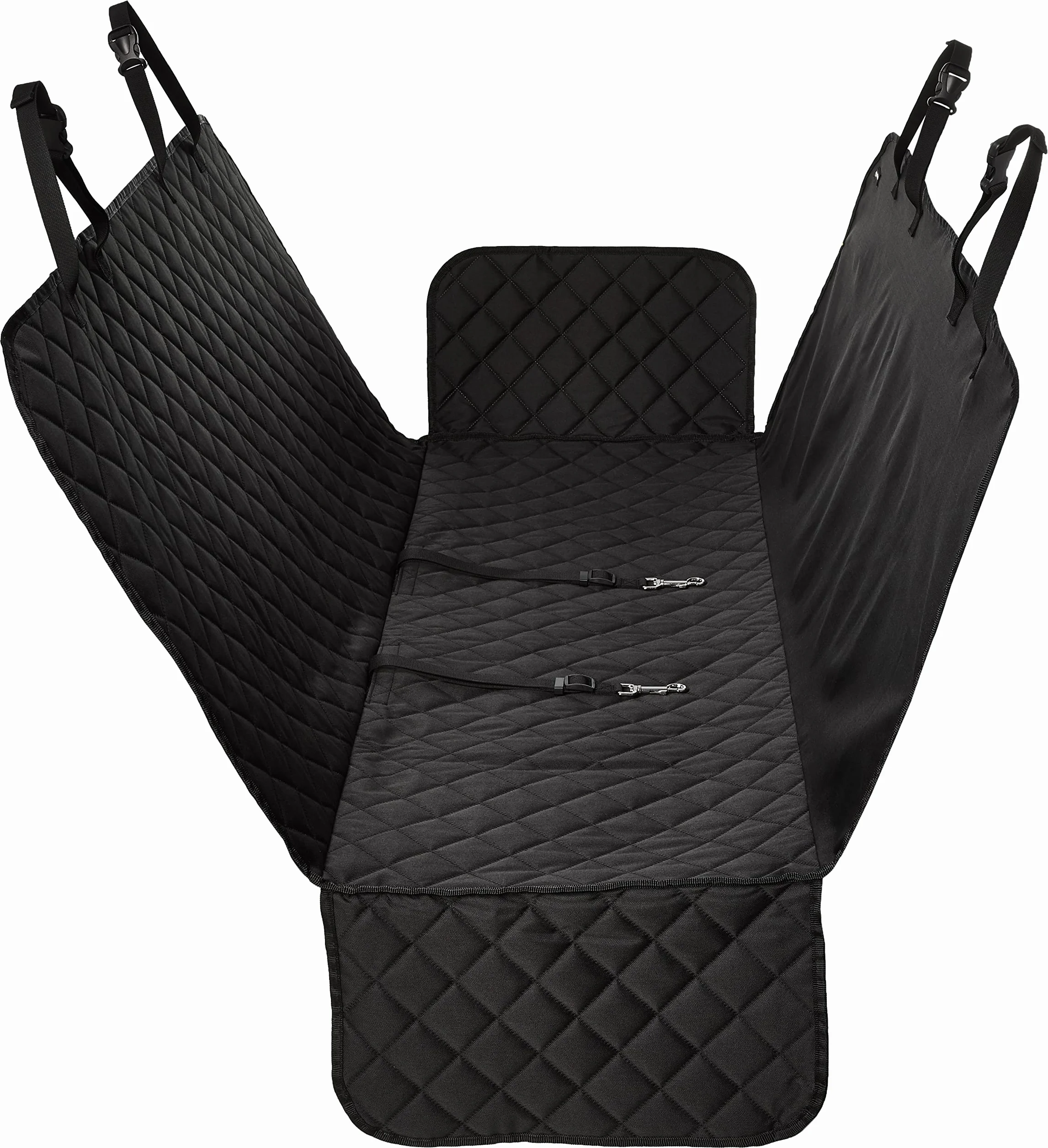Amazon Basics Pikowany wodoodporny hamak dla psa na tylne siedzenie samochodu, czarny, 147,3cm x 137,2cm