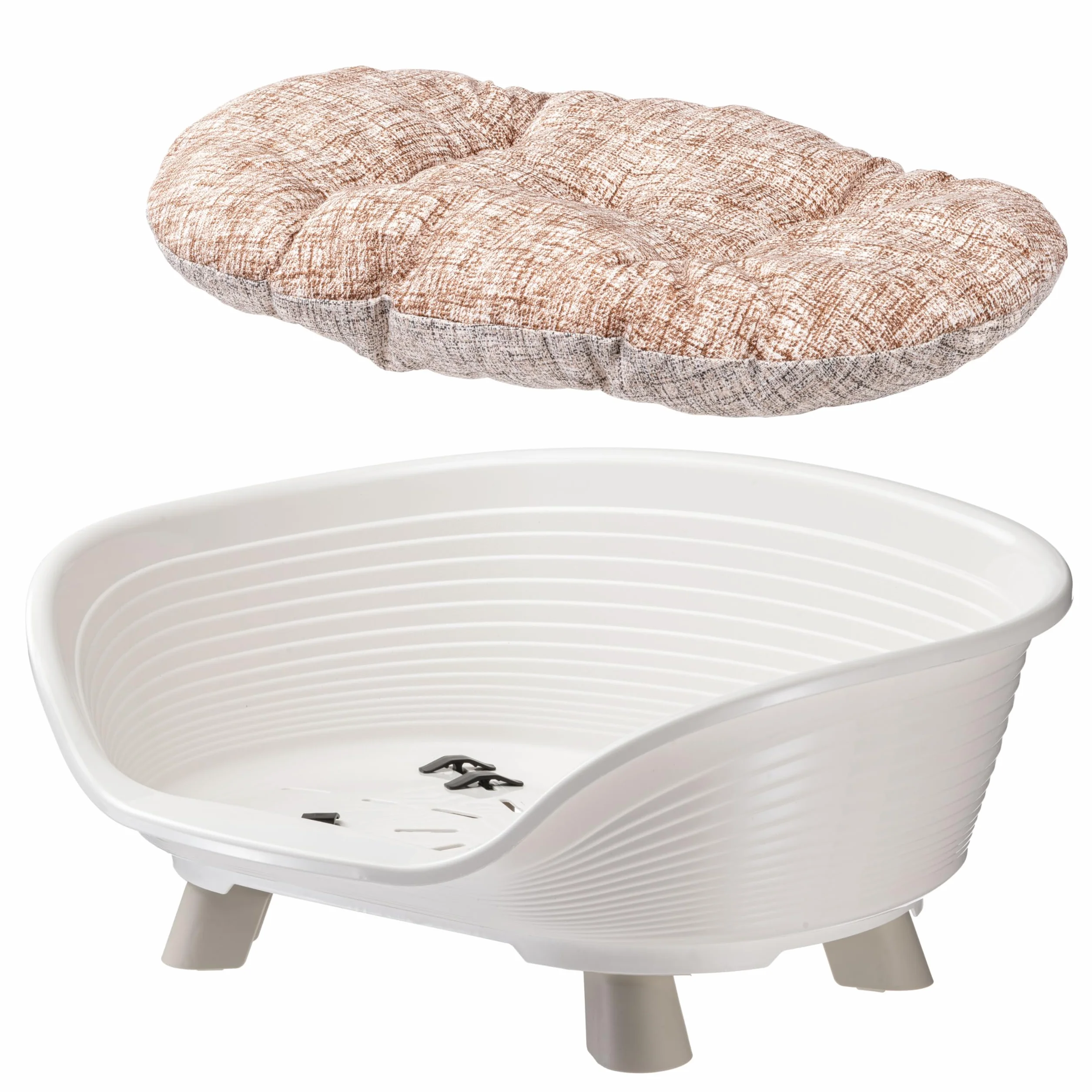 Ferplast Legowisko dla Psa i Kota z Bawełnianą Poduszką - Podwyższone, Oddychające i Antypoślizgowe - Kosz dla Kota THRONE 61,5 x 45 x wys.