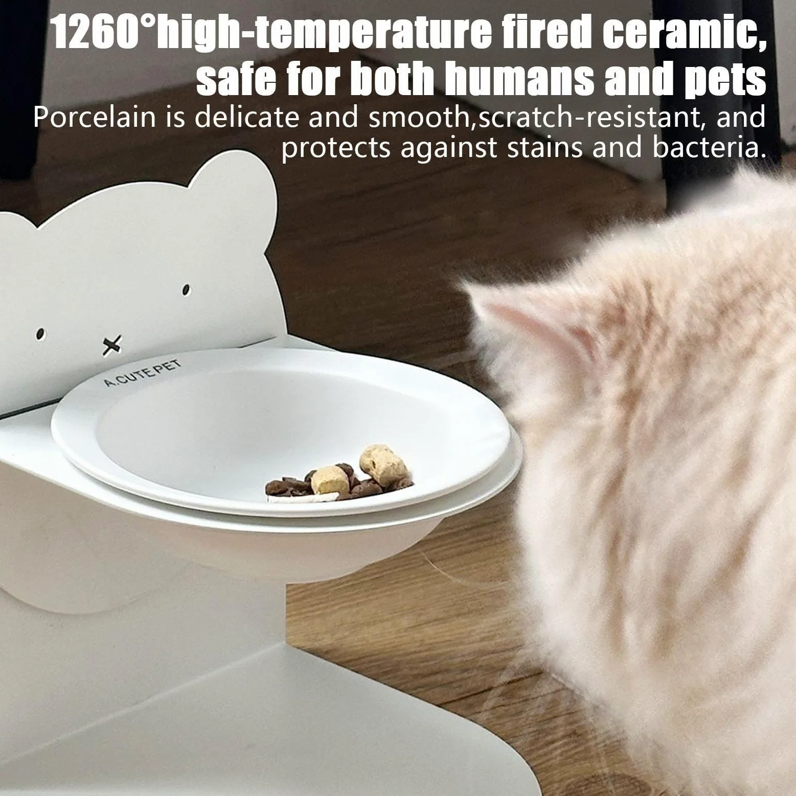 Tilted Puppy Bowl - Easy Clean Cat Dish Bowls | 7.48x6.3x6.3inch Pet Ceramic Bowl for Pets Feeding Mealtime, Ceramic Cats Food Bowls, Dog Food Feeder, Pet Feeder Dish for Proper Mealtime Habits