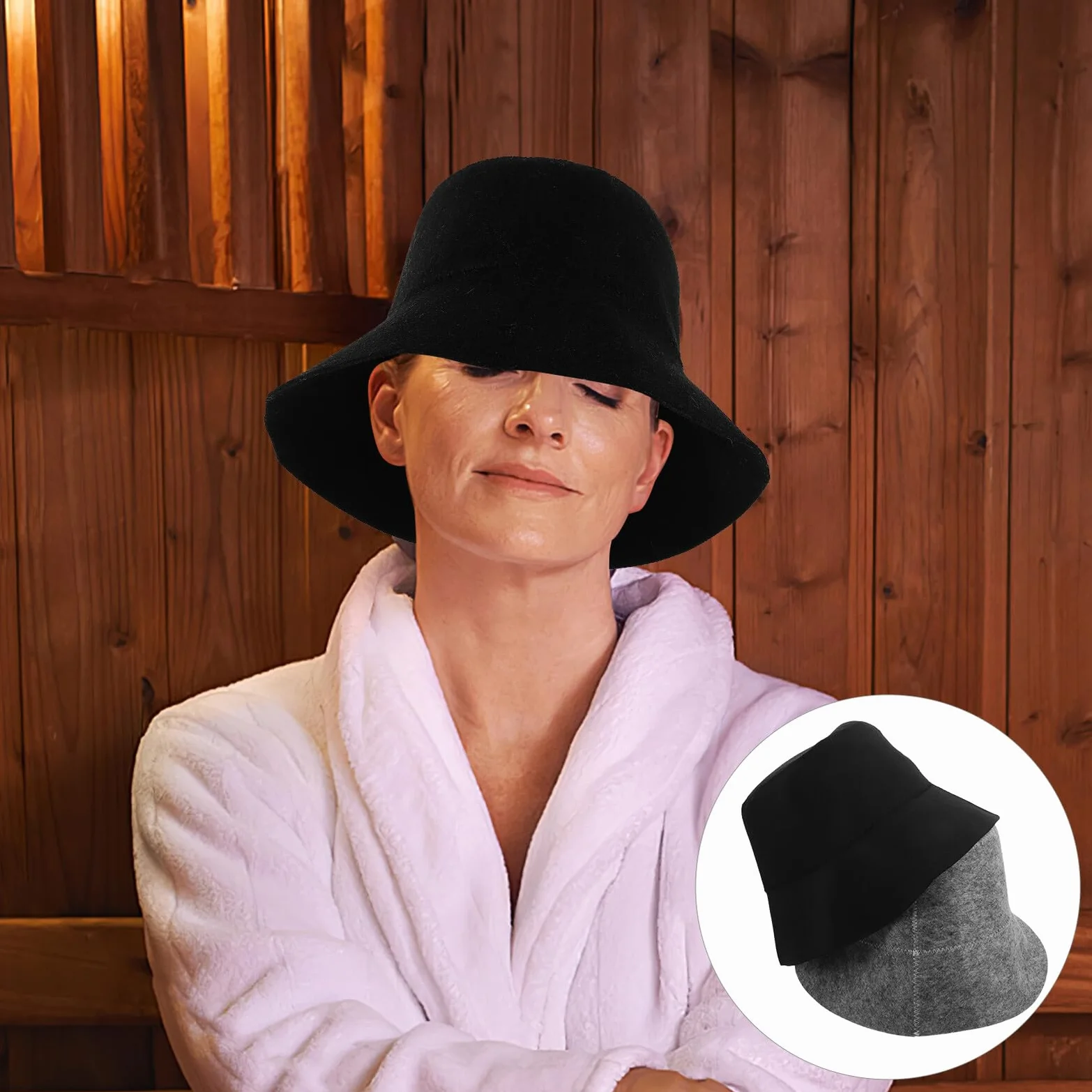 Sauna Kapelusz z Filcu Wełnianego Izolujący Nakrycie Głowy Oddychający Szybkoschnący Kapelusz Rybacki Do Łaźni Parowej Spa