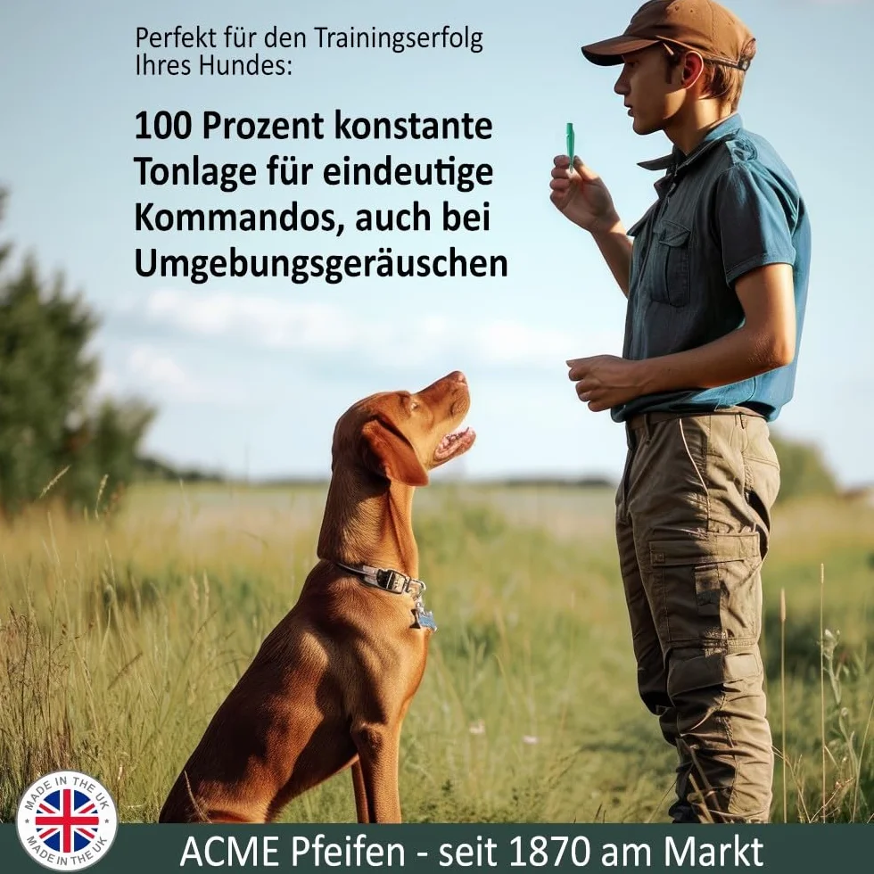 Acme gwizdek dla psa nr 210,5 + sznurek gwizdek, oryginalny z Anglii, idealny do treningu psów, wytrzymały materiał, standardowa częstotliwość, wysoki i potężny sygnał (jasnozielony)