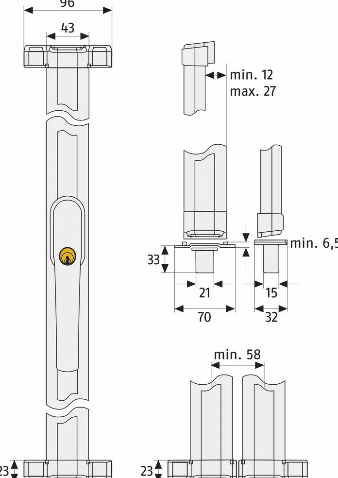 ABUS Zestaw drążków FOS/FSA – pręty ryglowe do zabezpieczenia okien FOS550/A, FOS650/A i FSA3550 – 118 cm długości – 12029 – zestaw 2 szt. – brązowy