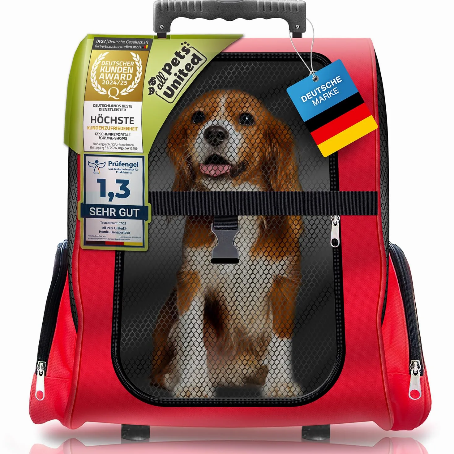 All Pets United wózek dla psa transporter dla psów i kotów z teleskopowym ramieniem Czerwony