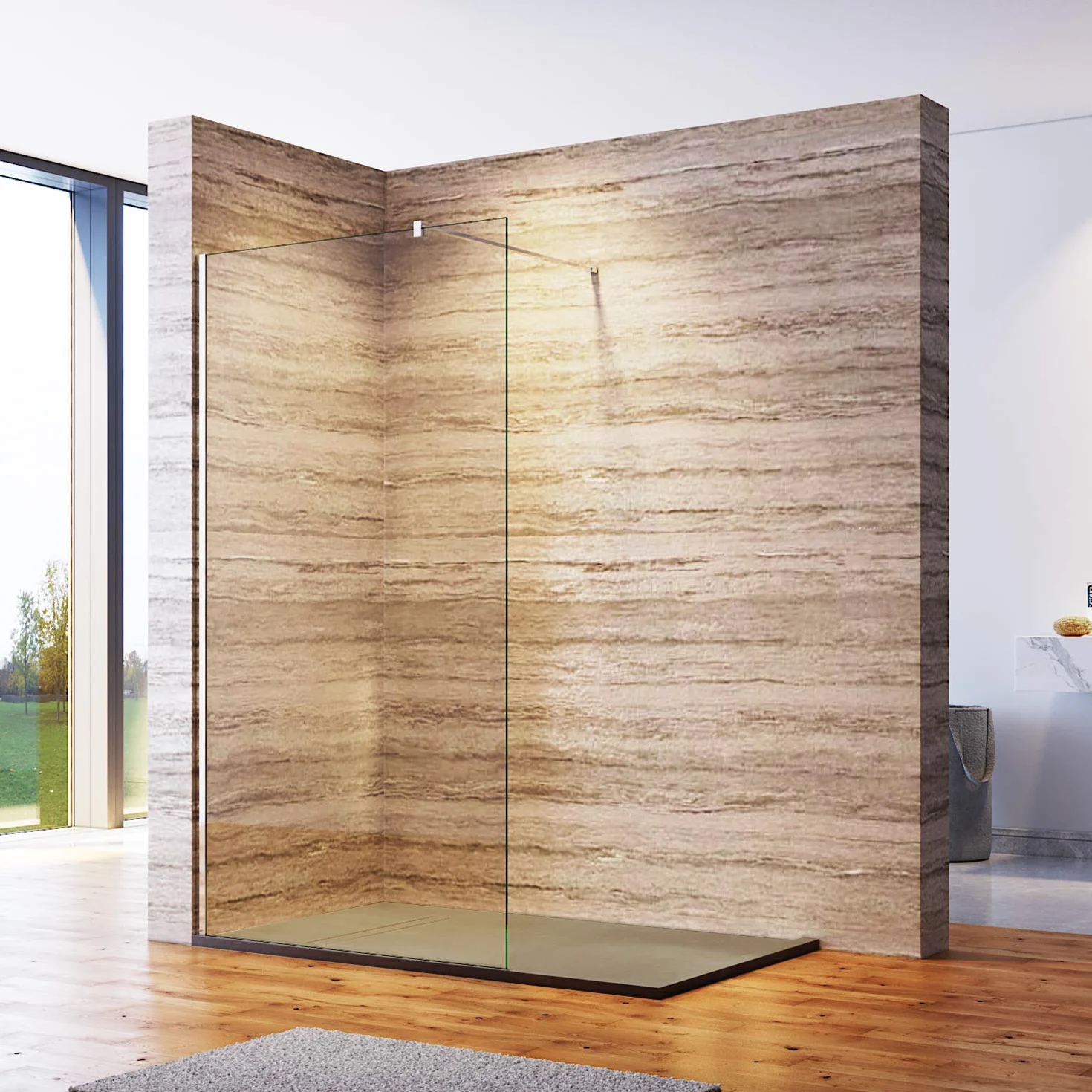 ELEGANT Walk in ścianka prysznicowa 90 x 200 cm przezroczyste szkło 8 mm Nano