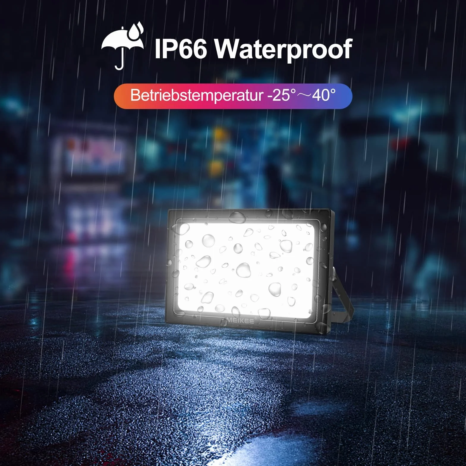 MEIKEE Reflektor RGB 30 W LED z pilotem zdalnego sterowania RF 360°, wodoszczelny IP66, 10 kolorów, 12 trybów, timer, funkcja pamięci, kolorowy, do ogrodu, na imprezę, Boże Narodzenie