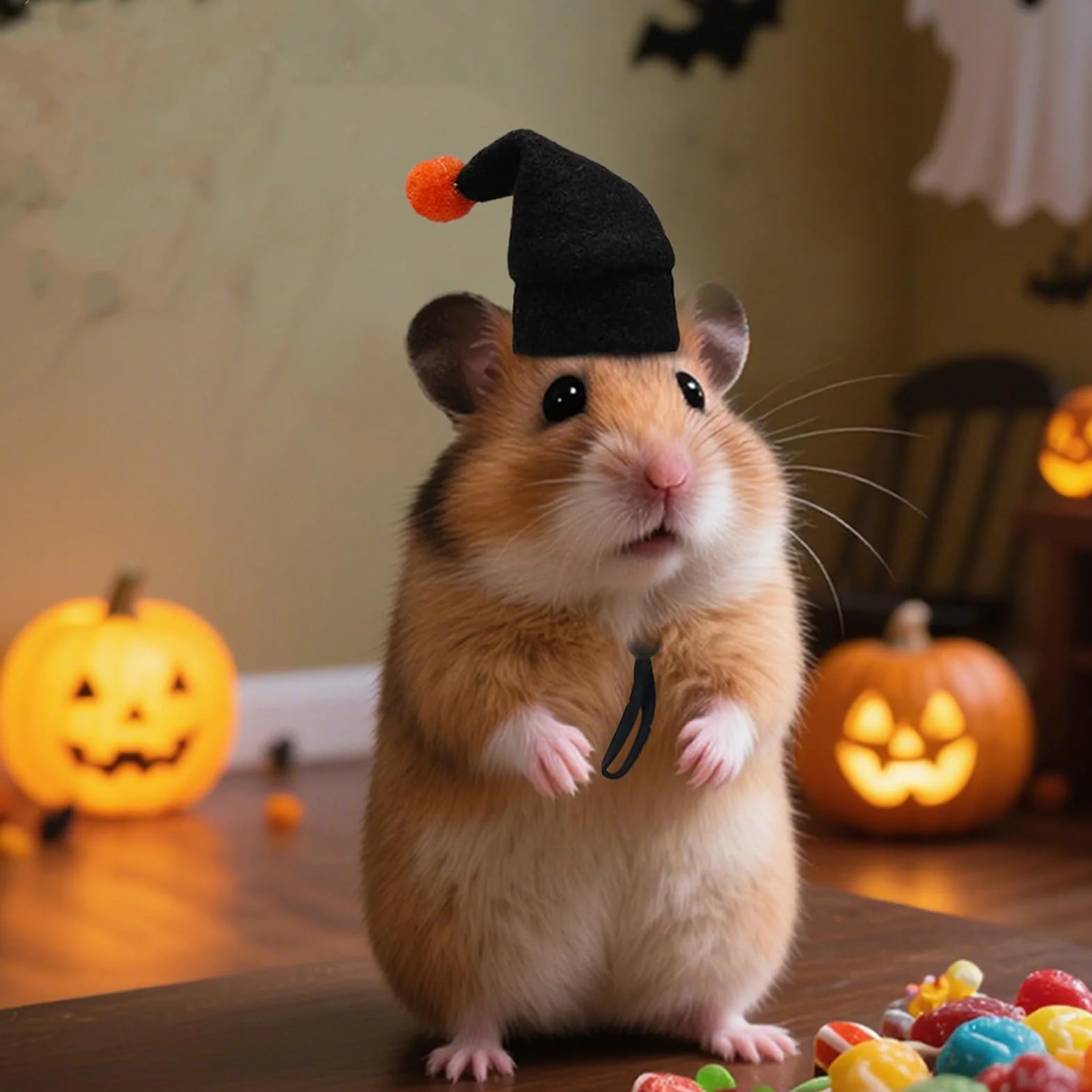Przebranie chomika z szalikiem, uroczy strój dla chomika krasnoludka Halloween, strój dekoracyjny akcesoria imprezy dla gryzoni fotografia urodziny