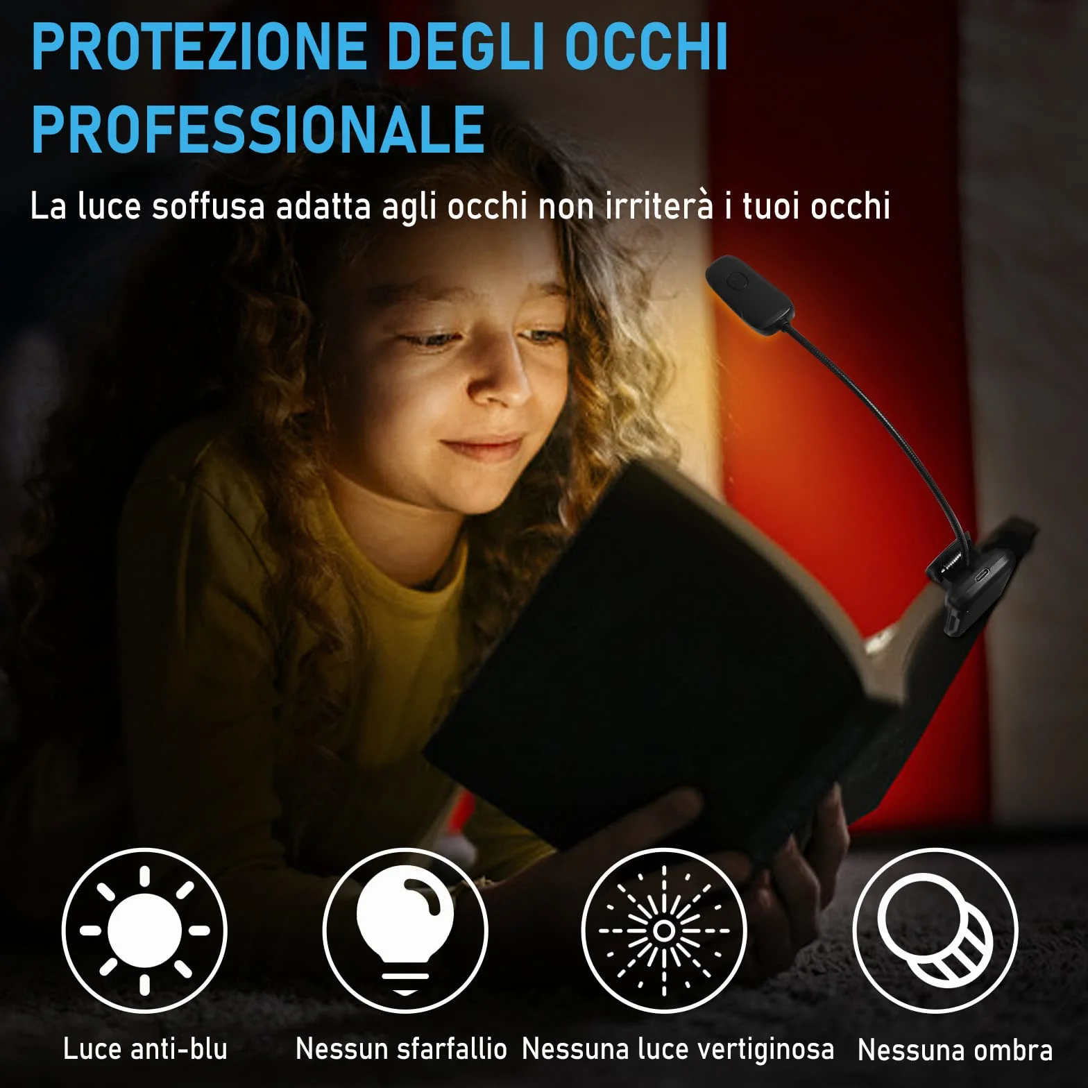 Diboniur, Szczypce światła, 9 diod LED 3 tryby z USB Akumulator, 360° elastyczny szyi klip do czytania książek w podróży awaryjne