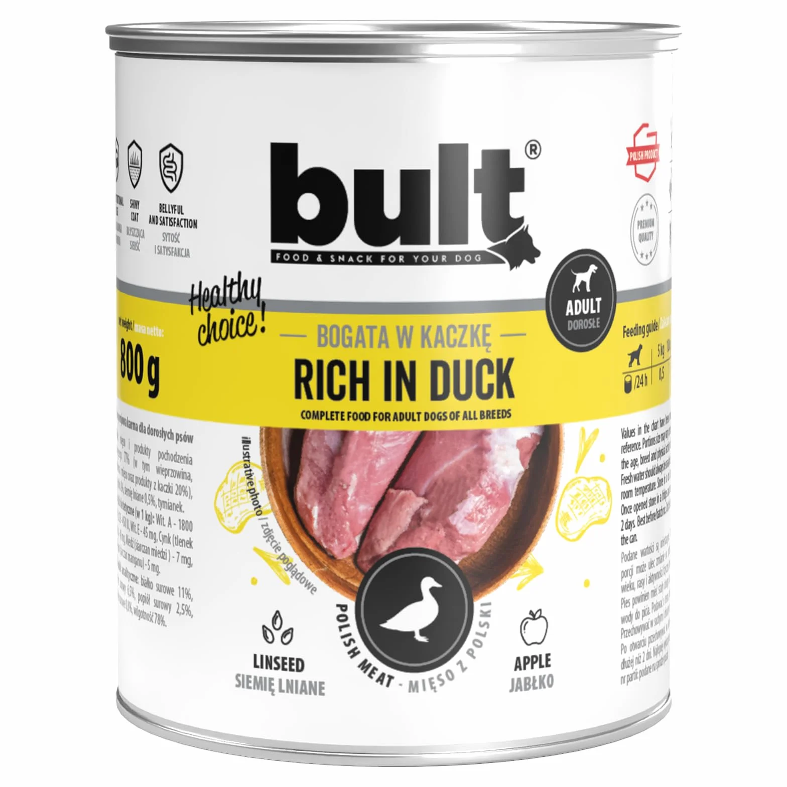 BULT, Mokra Karma dla Psa, Mix Smaków (Dorsz, Dziczyzna, Indyk, Jagnięcina, Kaczka, Wołowina), 800g x 12 Puszek, Dla Dorosłych Psów, Bez Konserwantów