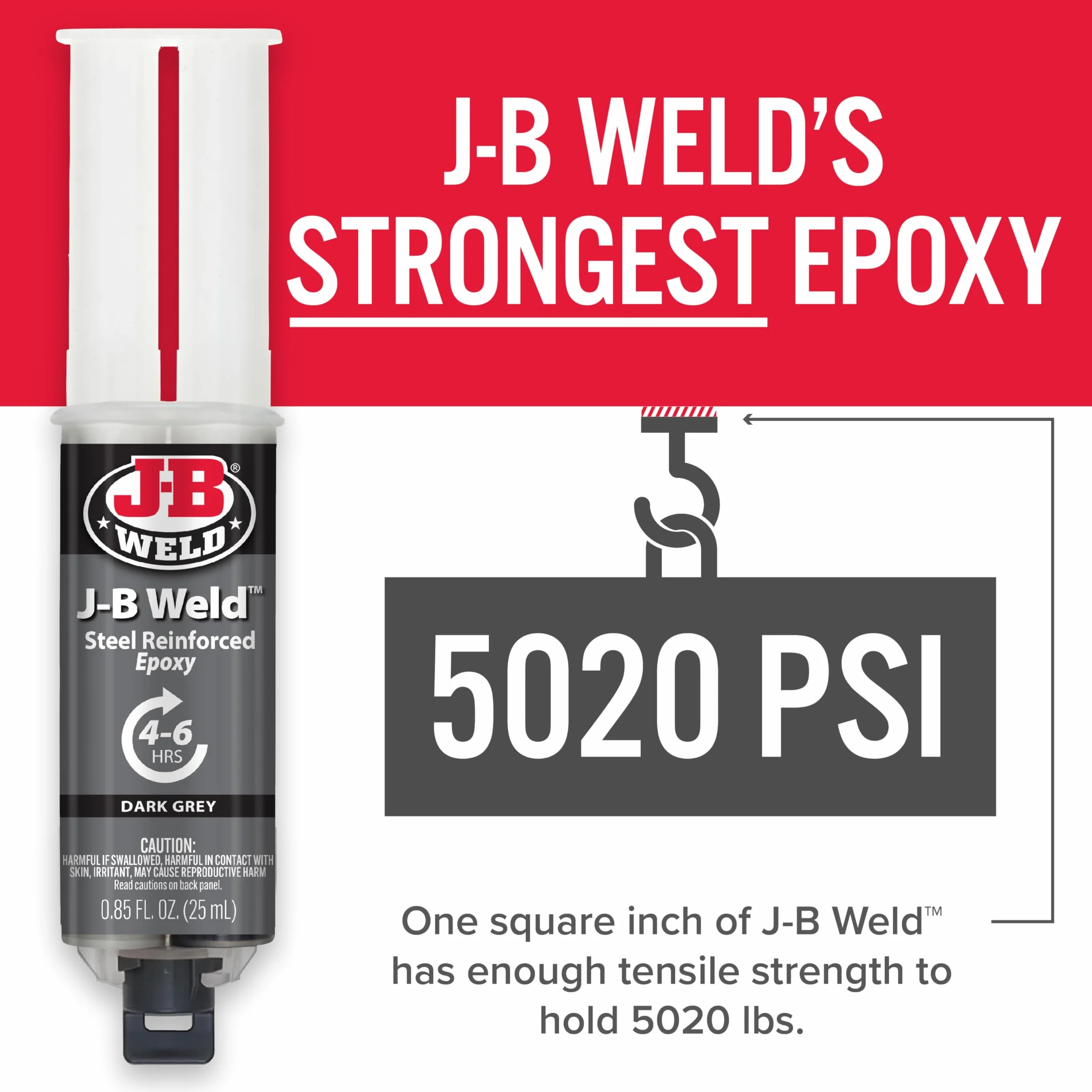 J-B Weld Strzykawka oryginalny dwuczęściowy system epoksydowy Cold-Weld, bardzo szybki czas wiązania, wysoka wytrzymałość, odpowiedni do wszystkich metali i innych materiałów, ciemnoszary 25 ml