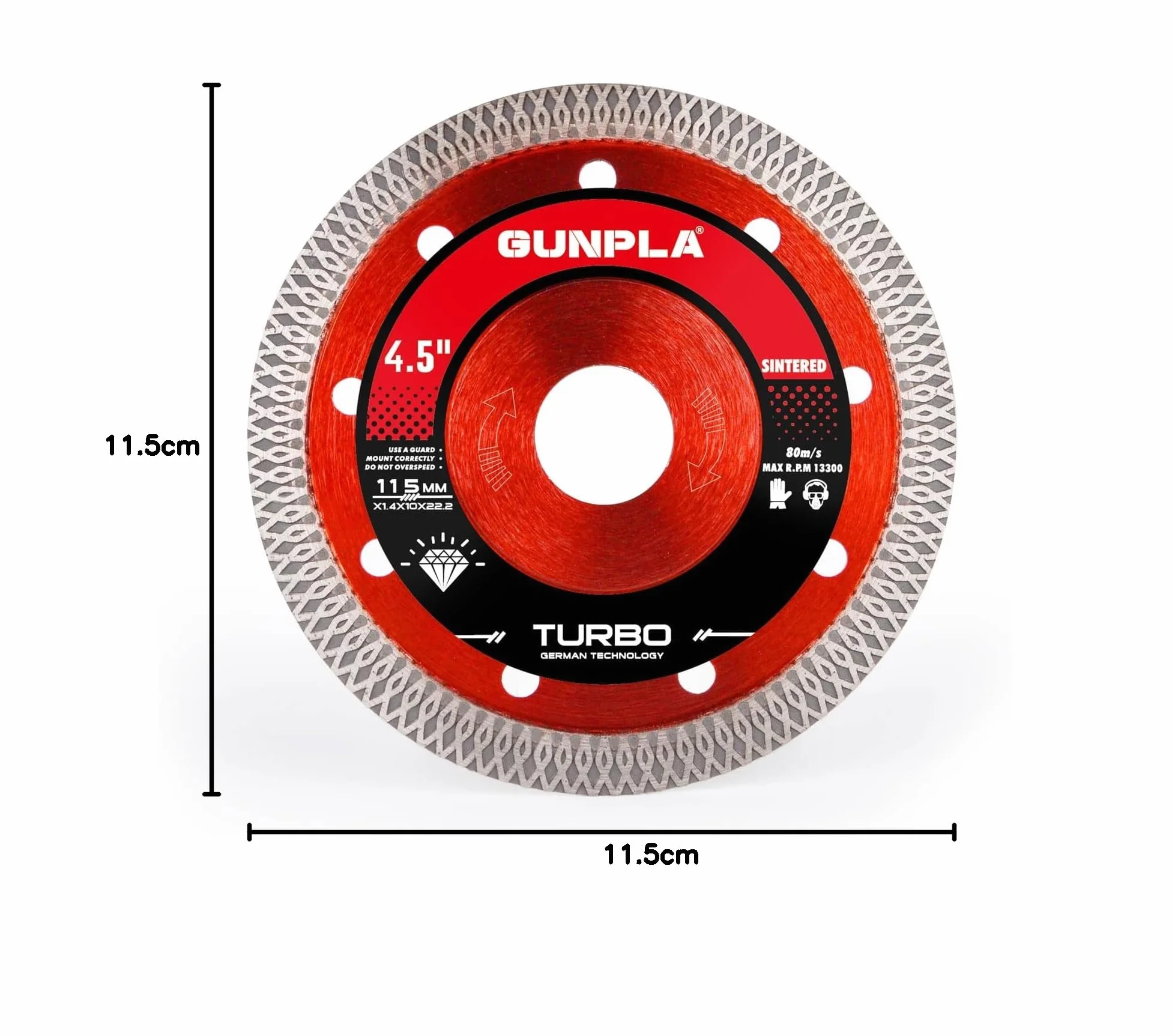 Gunpla Tarcze do cięcia diamentowego 115 mm x 1,4 x 22,2 mm, cienkie, czyste szybkie cięcie na betonie, marmurze, płytkach porcelanowych, granit, cegłach, kamieniu i tynku, tarcza tarczowa 11,5 cm tarcza tarczowa do cięcia na sucho i na mokro do szlifierk
