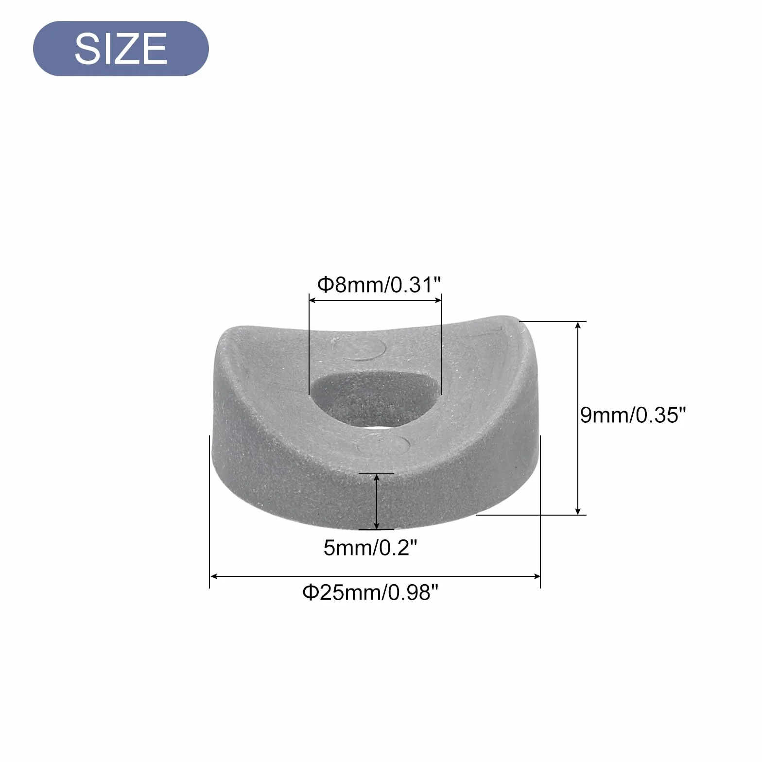 QUARKZMAN 30 sztuk okrągłych podkładek z tworzywa sztucznego, 8 mm x 25 mm x 5 mm szare podkładki dystansowe wklęsłe podkładki dystansowe urządzenie mocujące okrągła rura