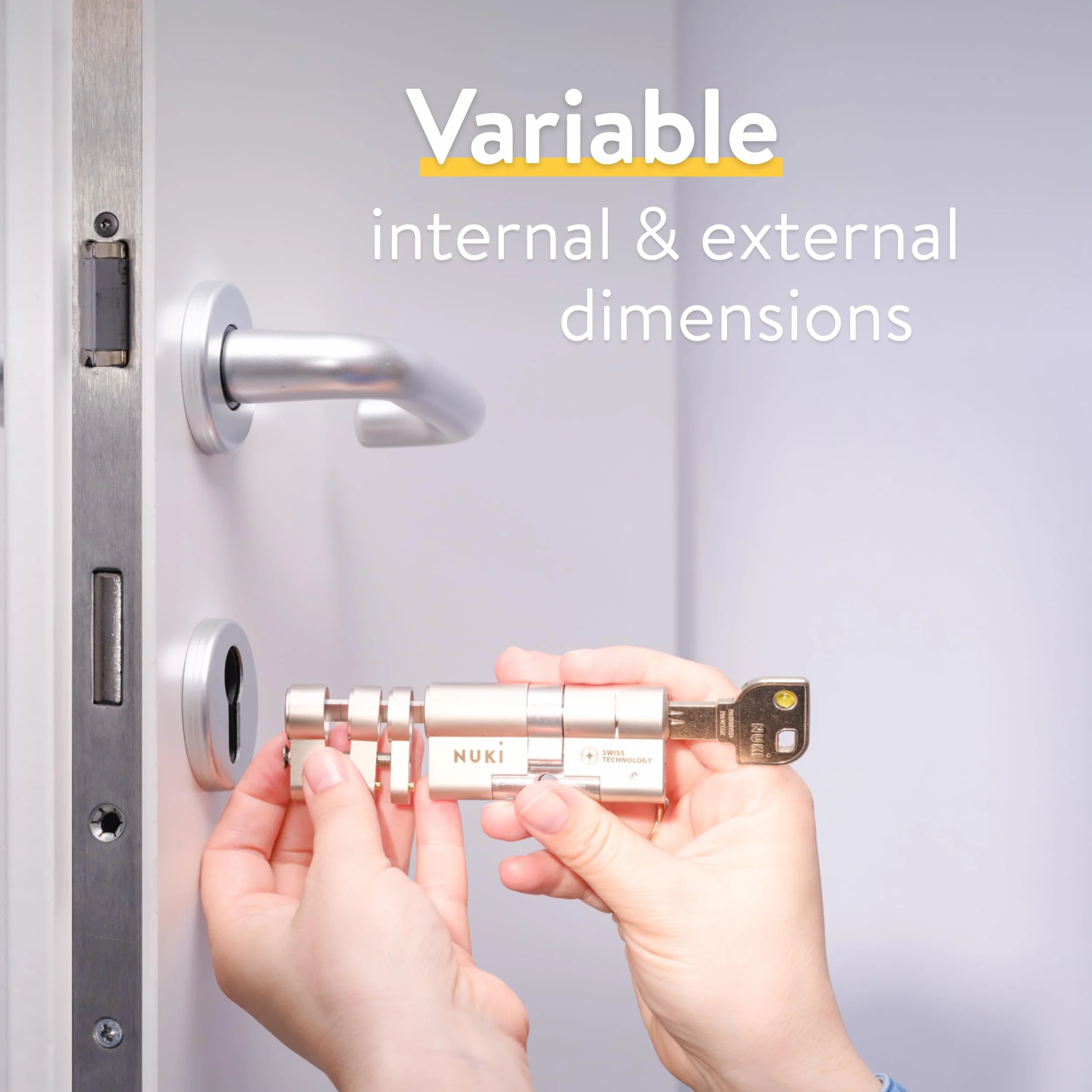 Nuki Uniwersalny cylinder, cylinder do Nuki Smart Lock, SKG***, z funkcją awaryjną, zestaw z 5 kluczami, elektroniczny zamek drzwi