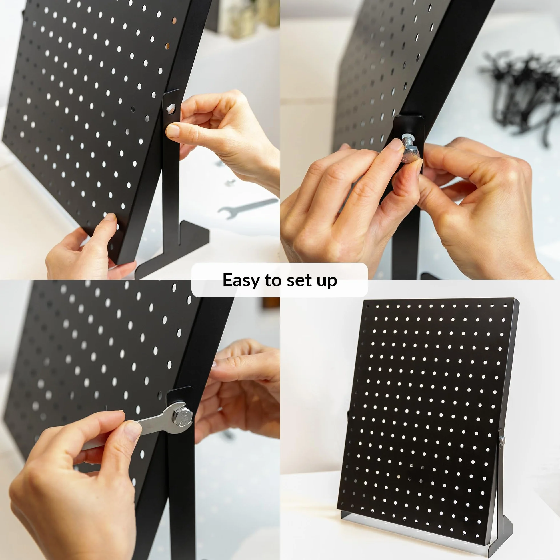 Pegboard | Tablica perforowana do handlu | Organizer na narzędzia | Czarny panel perforowany z haczykami do domów, sklepów i biur | Niezależny wyświetlacz