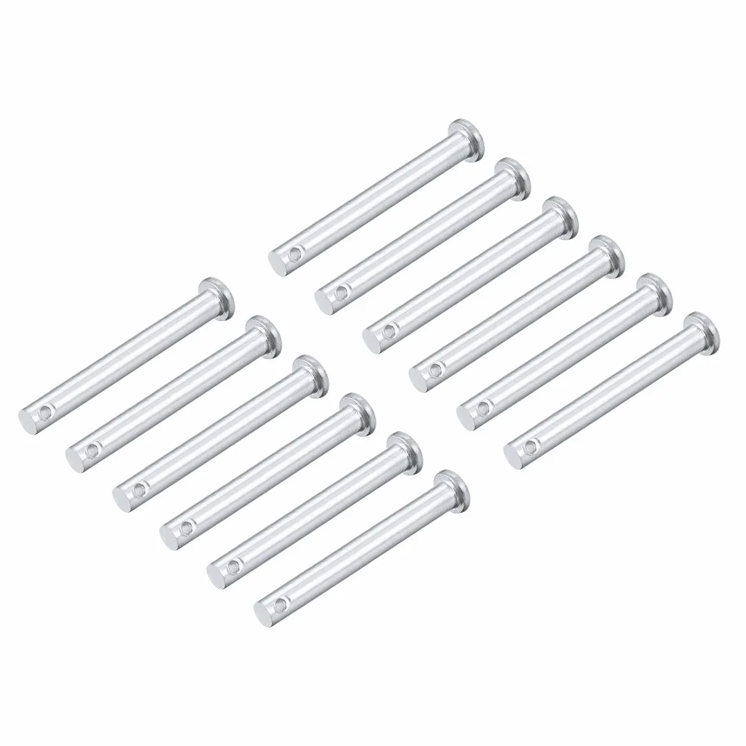 sourcing map 12 sztuk jednootworowe bolce okrągłe bolce widłowe płaskie, ocynkowane masywna stal ,6 mm x 60 mm