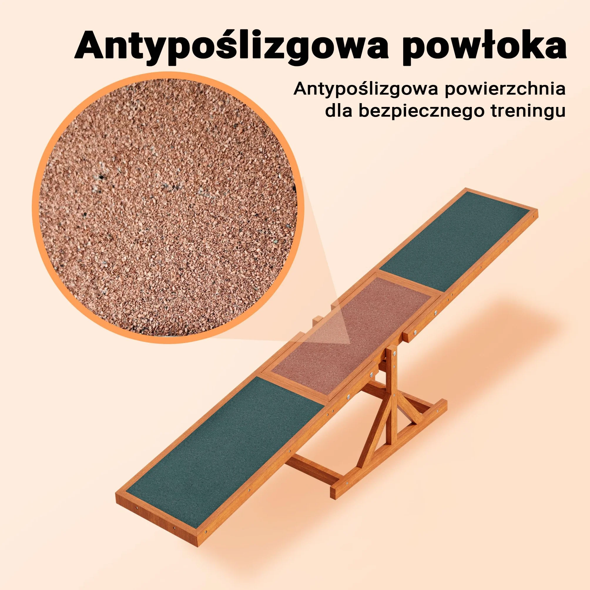 Wiltec Huśtawka agility dla psów 180x30x30cm drewniana do treningu zwinności do ogrodu i toru dla małych i dużych psów, sprzęt do zabawy i ćwiczeń