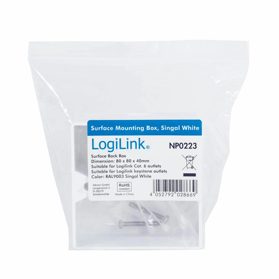 LogiLink Professional NP0223 obudowa natynkowa (rama natynkowa) do puszek podtynkowych, moc z puszek podtynkowych, wersja natynkowa