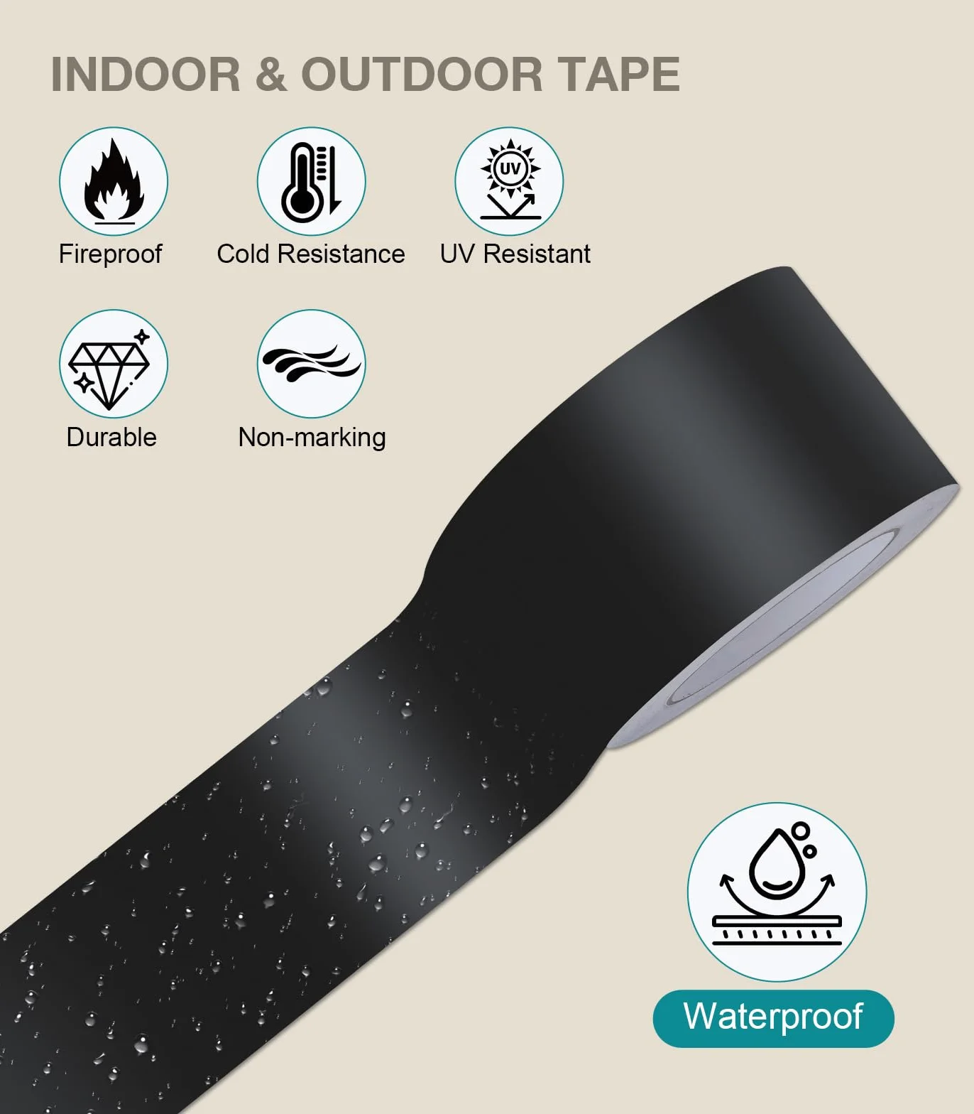 Cozary Czarna taśma klejąca aluminiowa 50 mm x 20 m, wodoodporna i odporna na ciepło taśma uszczelniająca do kanałów powietrznych o wysokiej temperaturze, izolacji i paroizolacji do zmywarek, odpływów
