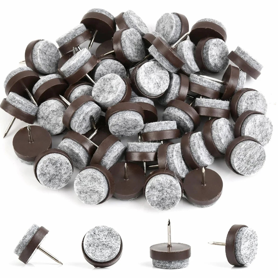 50 sztuk podkładek filcowych ze śrubami, 22 mm podkładki filcowe pod krzesła, ślizgacze filcowe z śrubą, gwoździe podkładki filcowe pod meble, osłony nóżek krzeseł na laminat parkiet, fotel