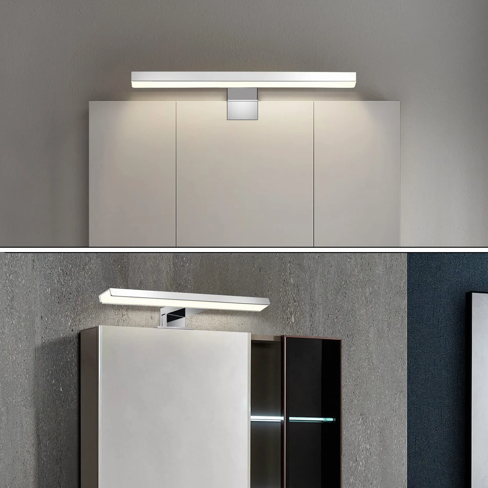 ERWEY 2 w 1 lampa LED do lustra, IP44, lampa łazienkowa, neutralna biel, oświetlenie do makijażu, do łazienki, 230 V, szafka z lustrem, lampa montażowa, lampa ścienna (30 cm, 4000 K, 5 W)