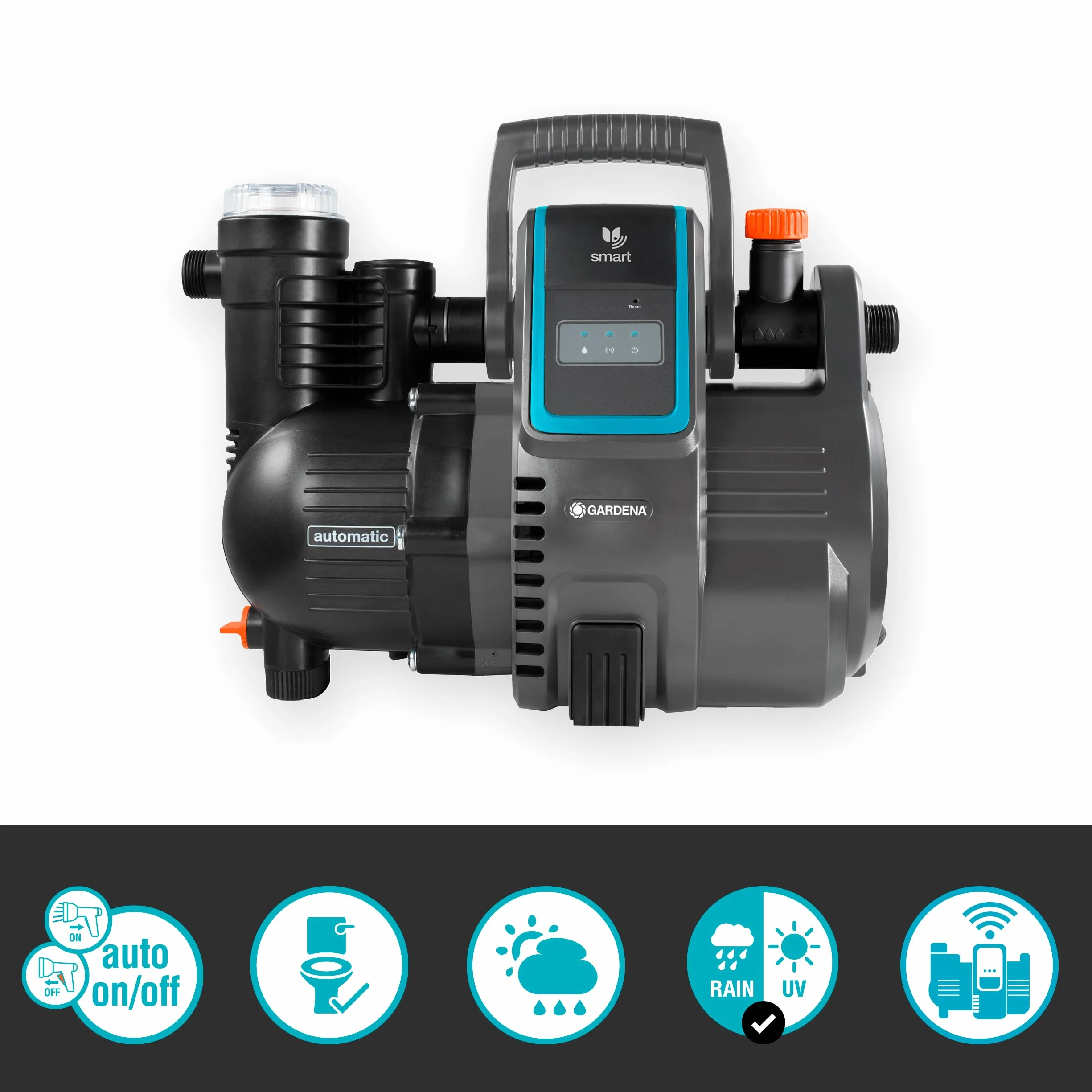 Gardena smart Pressure Pump 5000 l/h automatyczny hydrofor sterowany aplikacją filtr wstępny 8 m zabezpieczenie przed pracą na sucho