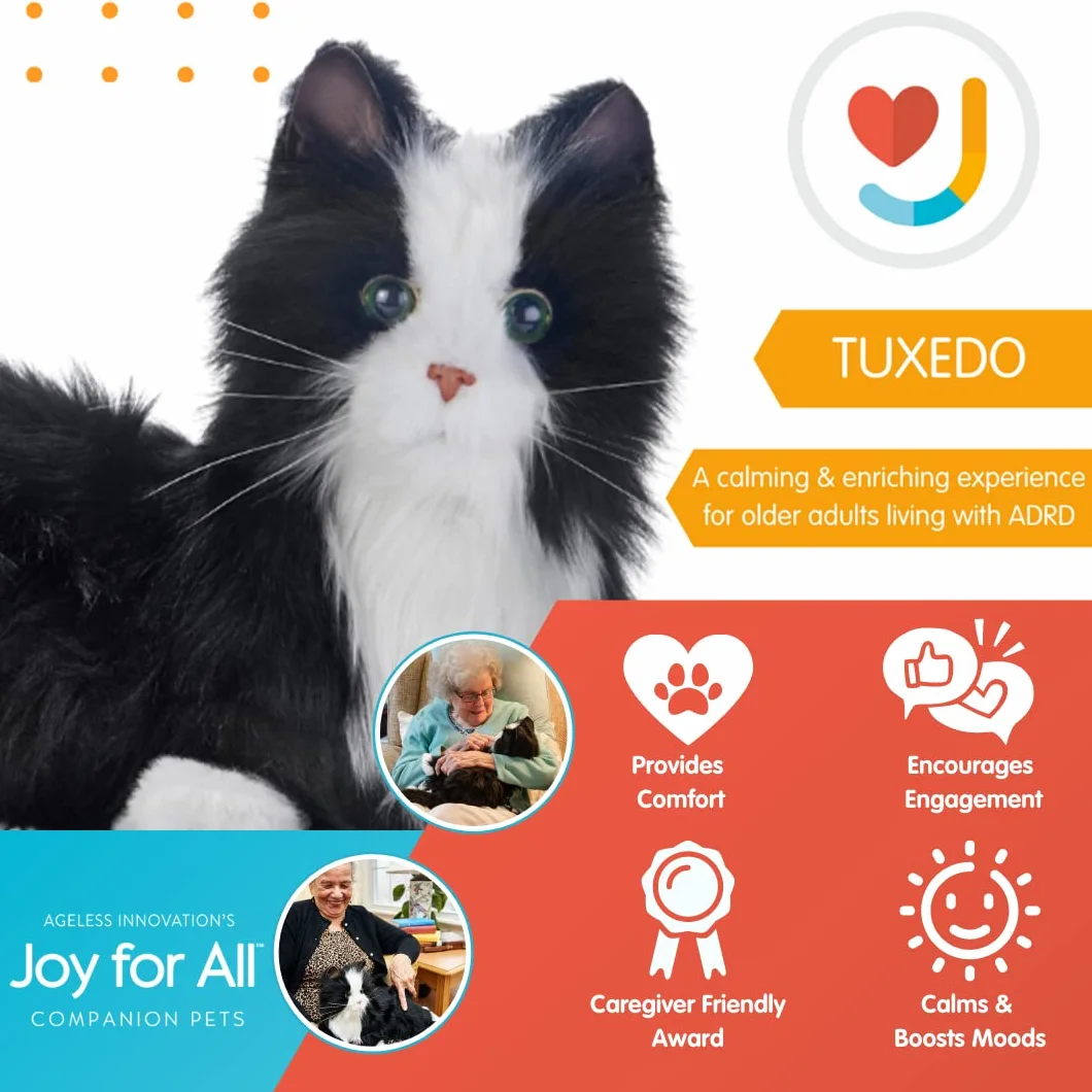 Joy For All C2308 A23085L00 Companion Pet, Black & White Tuxedo Cat, One Size