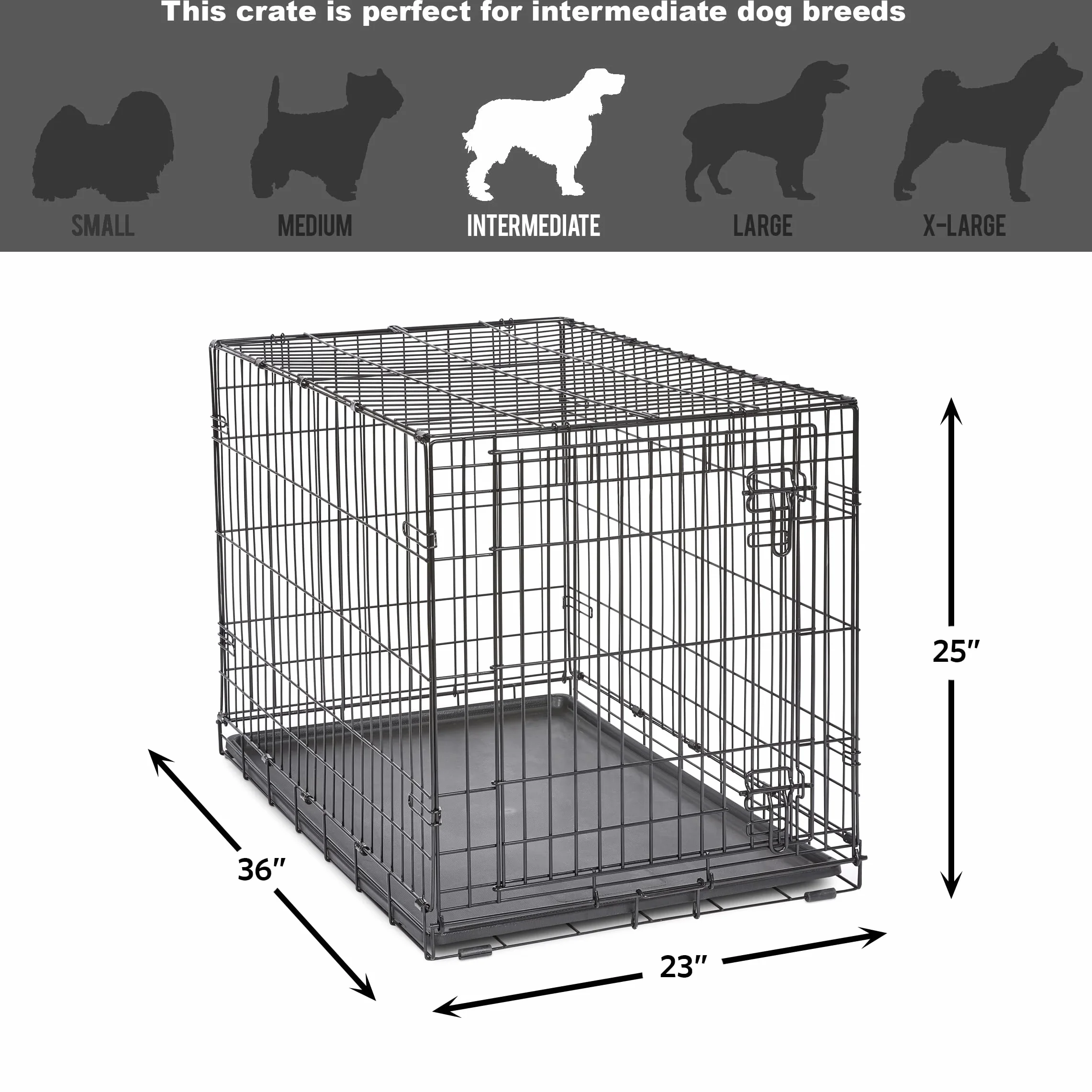 New World Single Door Folding Metal 36-Inch Dog Crate, Enhanced Security, Includes Leak-Proof Pan & Divider Panel, For Medium to Large Sized Breeds
