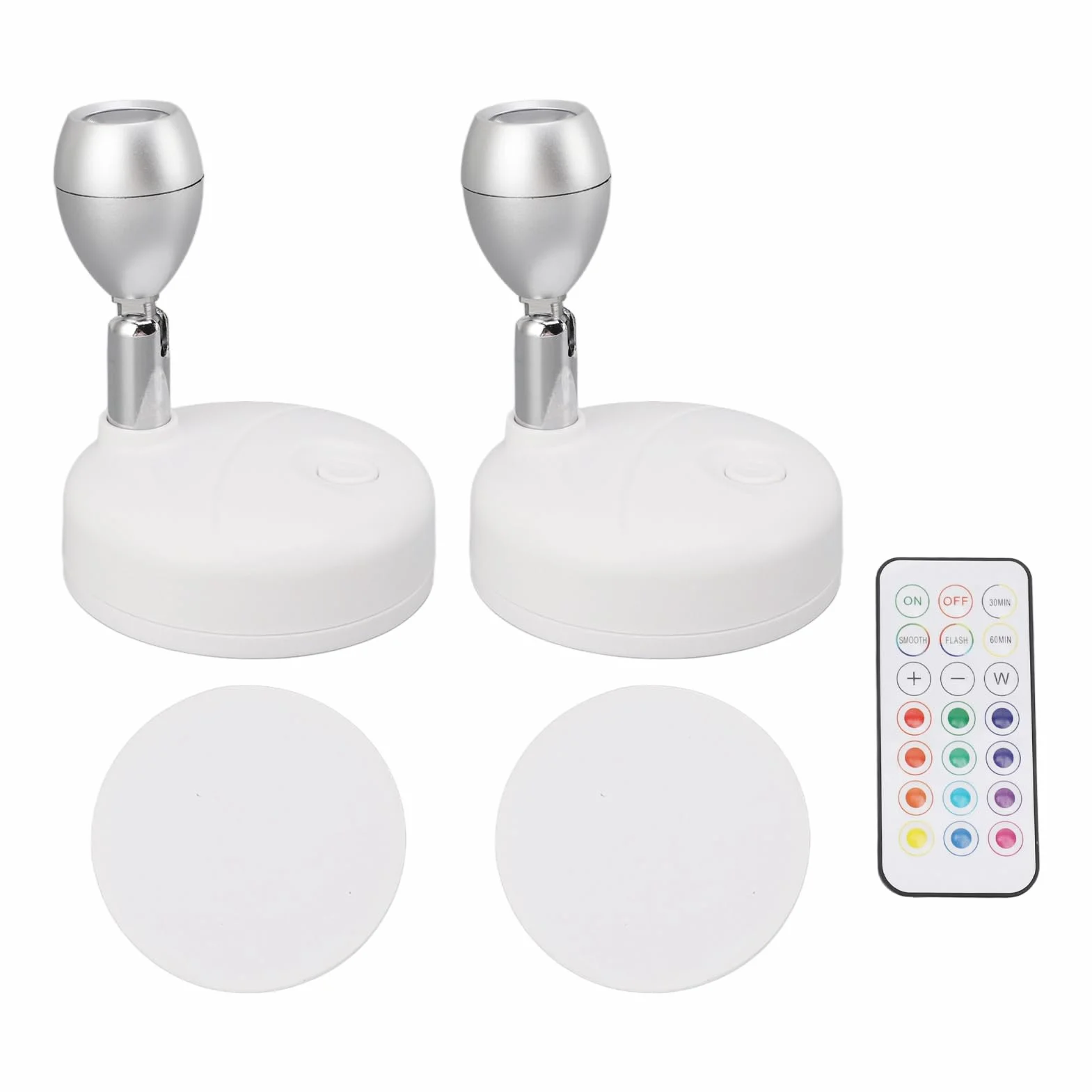 Wewnętrzne Bezprzewodowe Uwagi Bateria Obsługiwana Reflektor Mini Rotatable Spotlight 13 Kolory RGB Pilot Control 200 ° Poziome 350 ° Rotacja Pionowa z Dwustronnym Klej