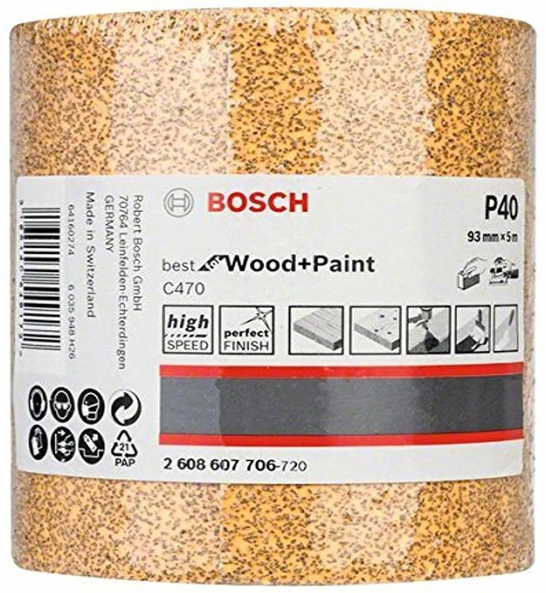 Bosch Professional C470 wałek szlifierski farba do drewna (93 mm, 5 m, ziarnistość 40)