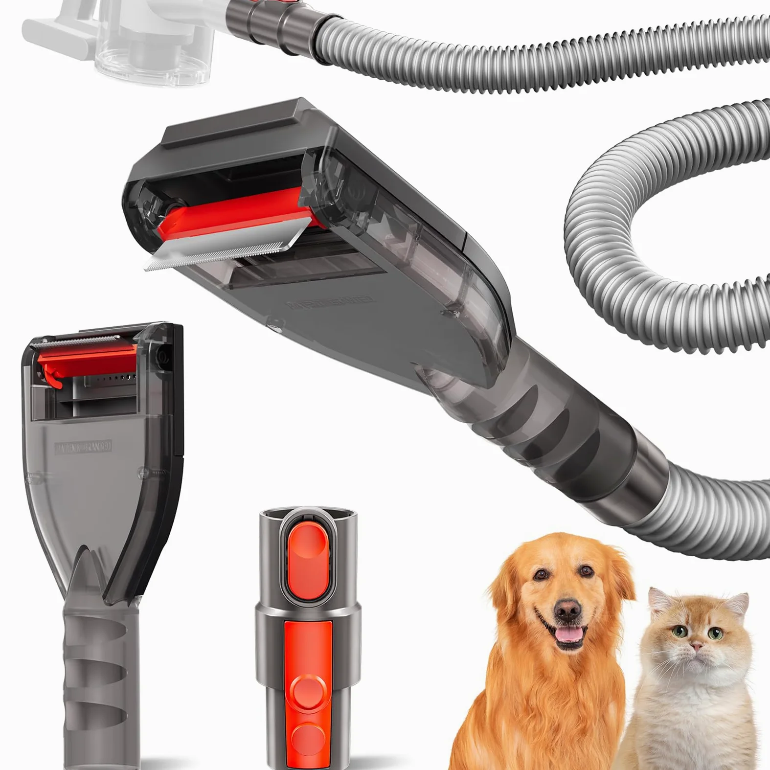 Portek Przystawka próżniowa do sierści psa do bezprzewodowego Dyson V15 V12 V11 V10 V8 V7 V6 G5 GEN5 Outsize V6, zestaw narzędzi do pielęgnacji podkładu dla zwierząt domowych z adapterem węża