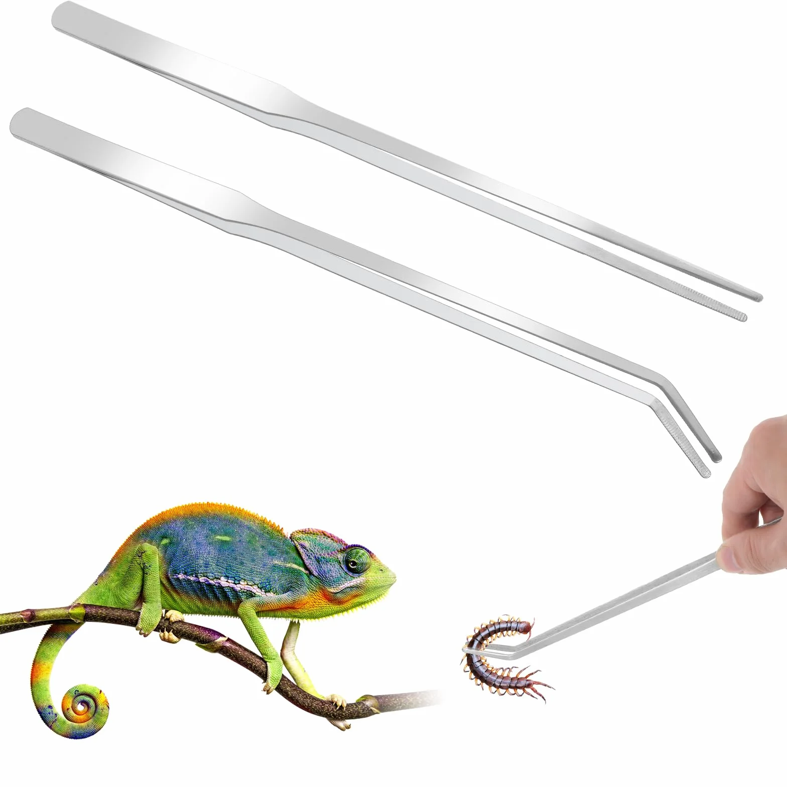 Gjinxi Zakrzywione pęsety do akwarium, szczypce ze stali nierdzewnej, pęseta do zbiornika, 27 cm, szczypce do karmienia, do akwarium, roślin, narzędzi akwariowych, szczypiec do karmienia, narzędzie do