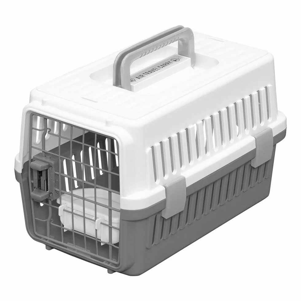 Iris Ohyama, Skrzynia, klatka, składana Skrzynia transportowa z drzwiami, mocnymi uchwytami i zatrzaskiem zabezpieczającym , S46 x G 29 x W 28,5 cm , boczne otwory wentylacyjne , ATC-460 , szary
