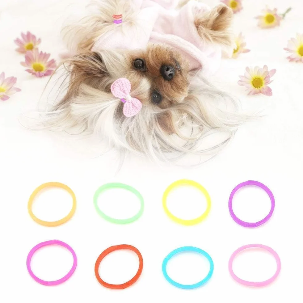 10 paczek gumki dla psów, bardzo elastyczne Coloful mini gumki opaski do włosów dla psów DIY pielęgnacja psów akcesoria do włosów dla małych psów Yorkie Pudel Dog