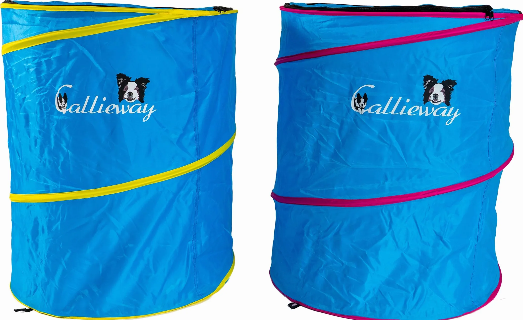 Callieway Hoopers Agility Barrel – Beczka do treningu psów, dwupak, niebieska, stabilna, torba transportowa