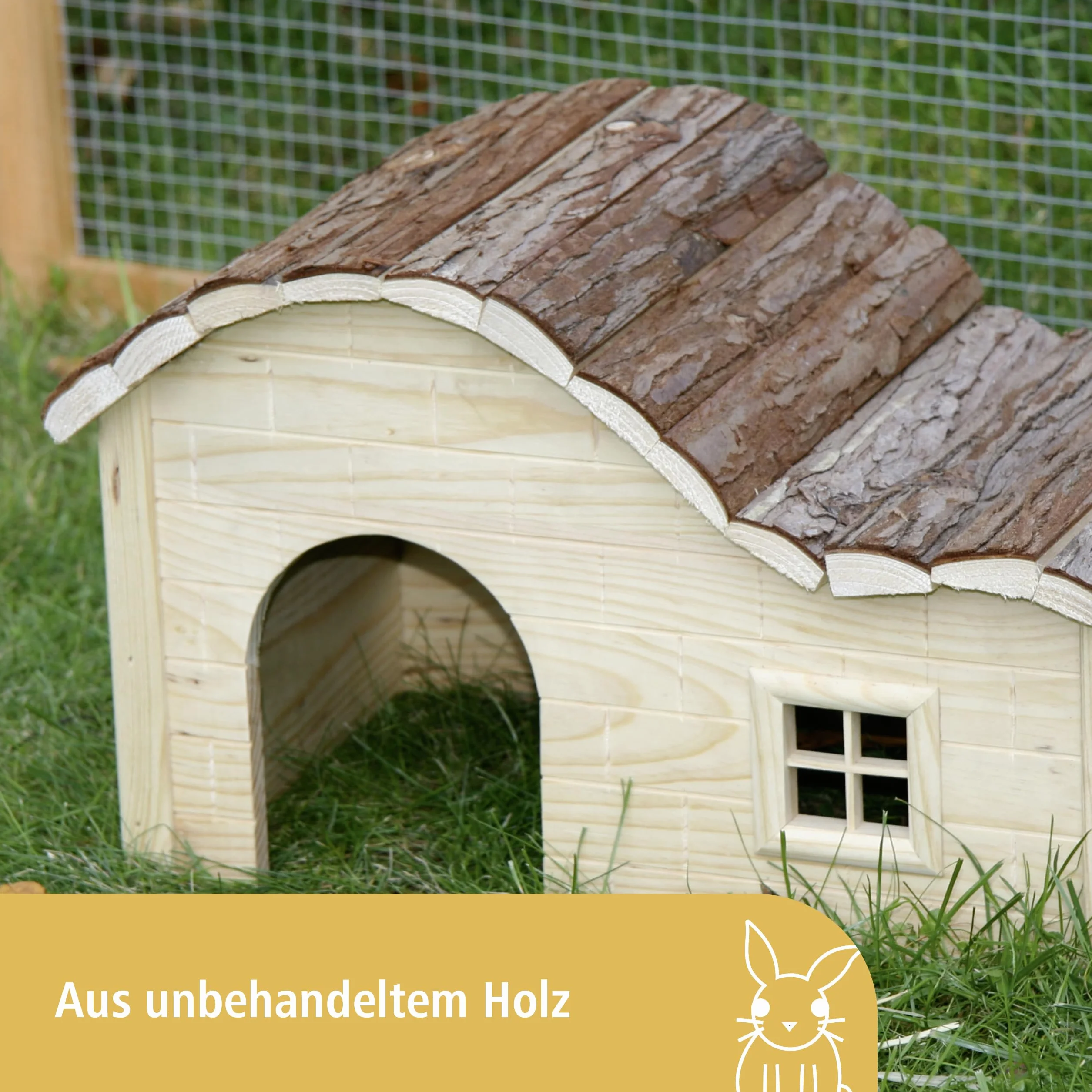 Kerbl Nature Plus domek z delikatnie zakrzywionym dachem, brązowy, 30 x 20 x 20 cm
