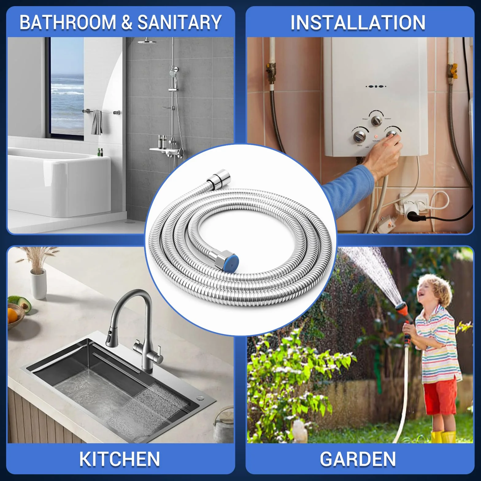 Wąż prysznicowy 2m 304 stal nierdzewna G1/2 chromowany