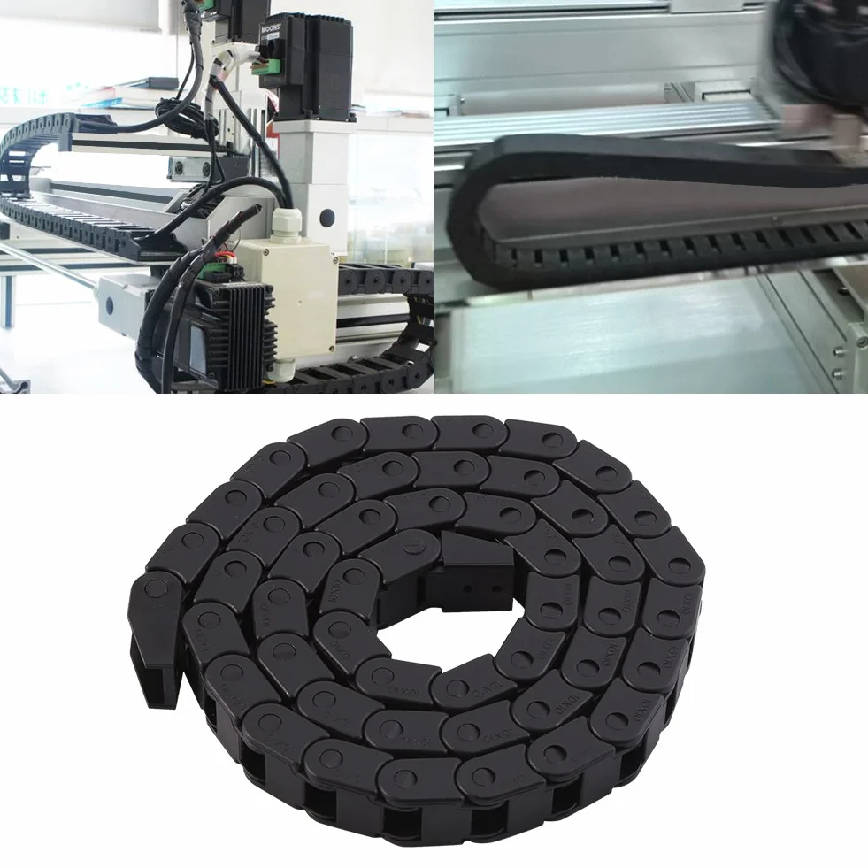 Łańcuch kablowy R28, czarny nylon łańcuch treningowy R28, 10 x 10 mm lina Drag Chain Transporter do drukarki 3D, maszyna do routera CNC, długość 100 cm