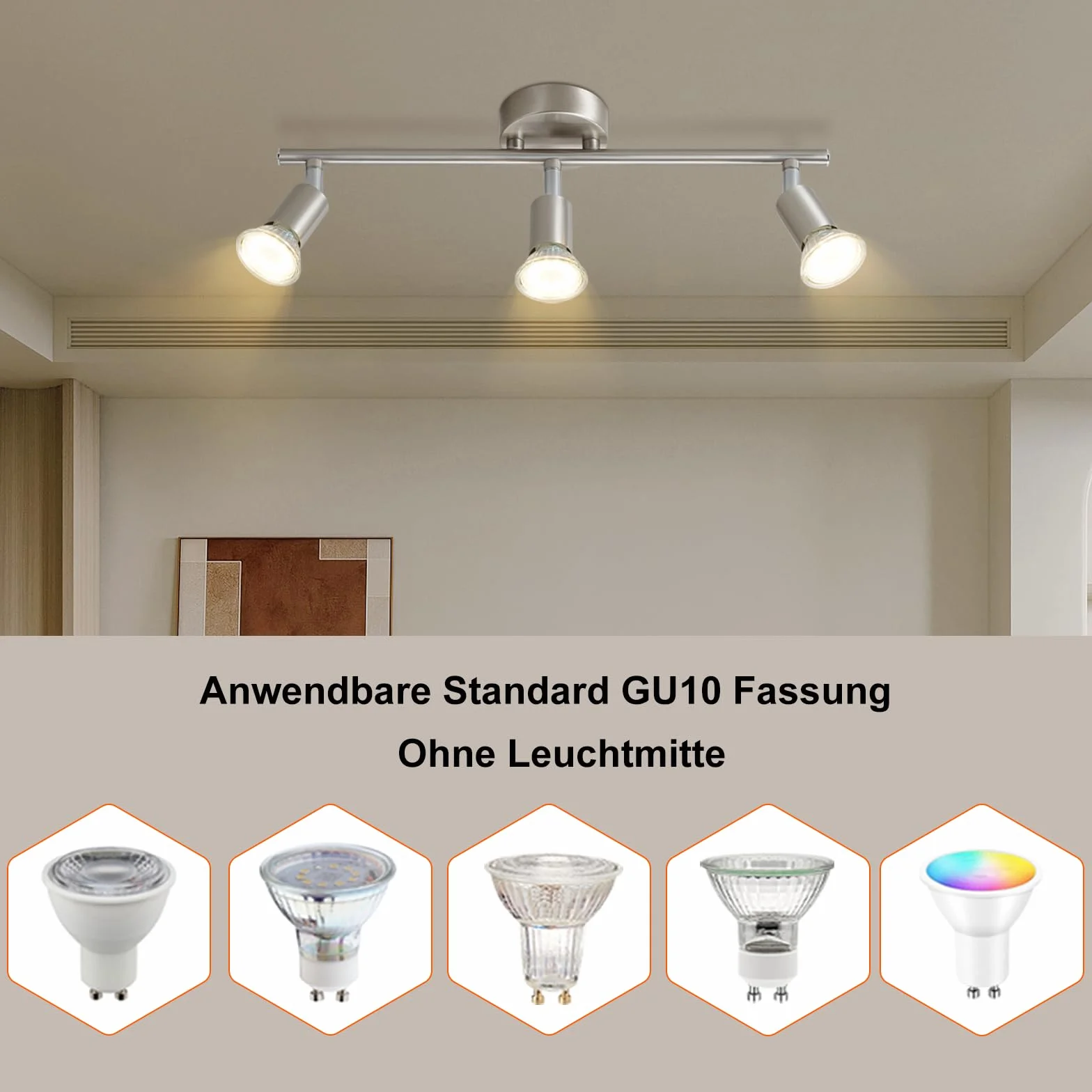Lampa sufitowa LED 3-płomieniowa GU10 Obrotowa 330° Przemysłowa