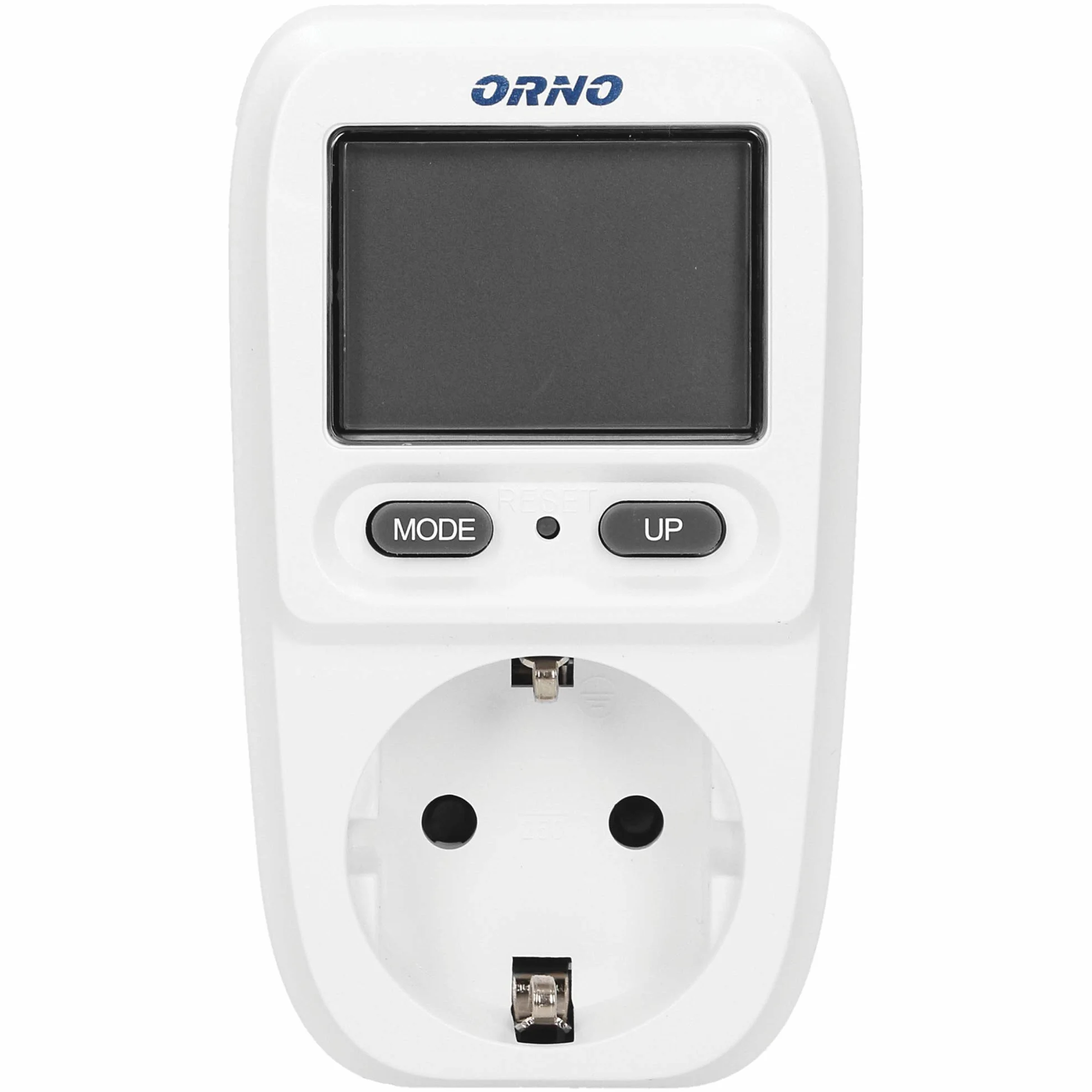 Orno WAT-419(GS) Licznik Prądu do Gniazdka Elektrycznego bez Uziemienia (typ E - Schuko) - Miernik Kosztów Energii z Ekranem LCD (brak podświetlenia) Maksymalna Moc 3680 W
