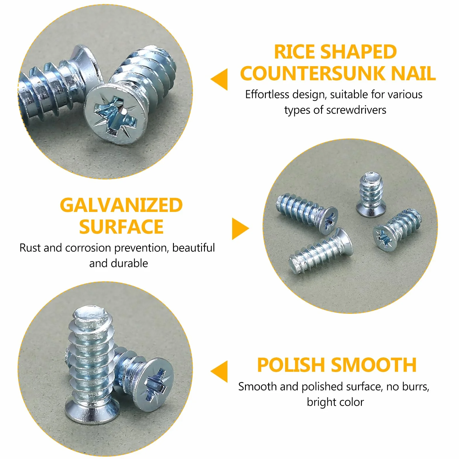 210 sztuk śrub euro, śrub meblowych do zawiasów, z płaskimi łbem stożkowym, do szuflad, szafek, prowadnic szuflad, M6,3 x 11 mm/13 mm/16 mm