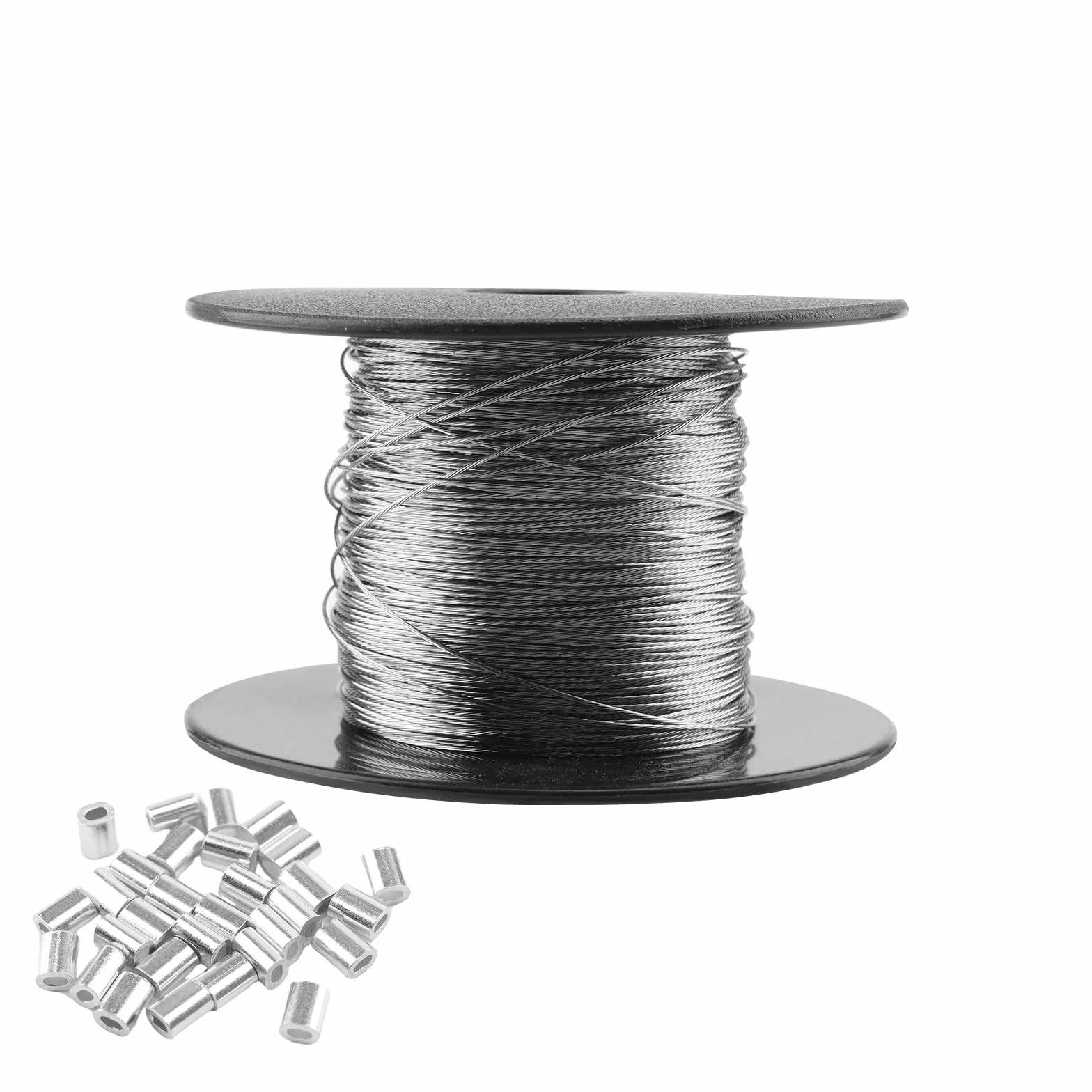 Picture Hanging Wire drut do zawieszenia obrazu, 100 m x 0,5 mm, stal nierdzewna, szpula druciana z 30 sztukami aluminium, do zawieszenia ramek na zdjęcia, linek do prania, luster