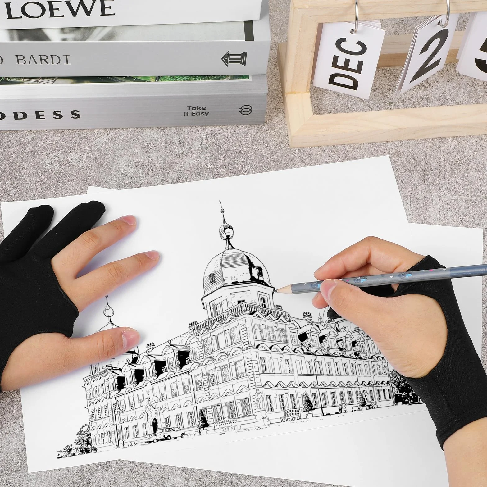 2 sztuki rękawic do rysowania, rękawice do rysowania, tabletu, rękawice przeciwporostowe, do tabletu graficznego, rysowania, rękawica, elastyczna, cyfrowa rękawica do rysowania