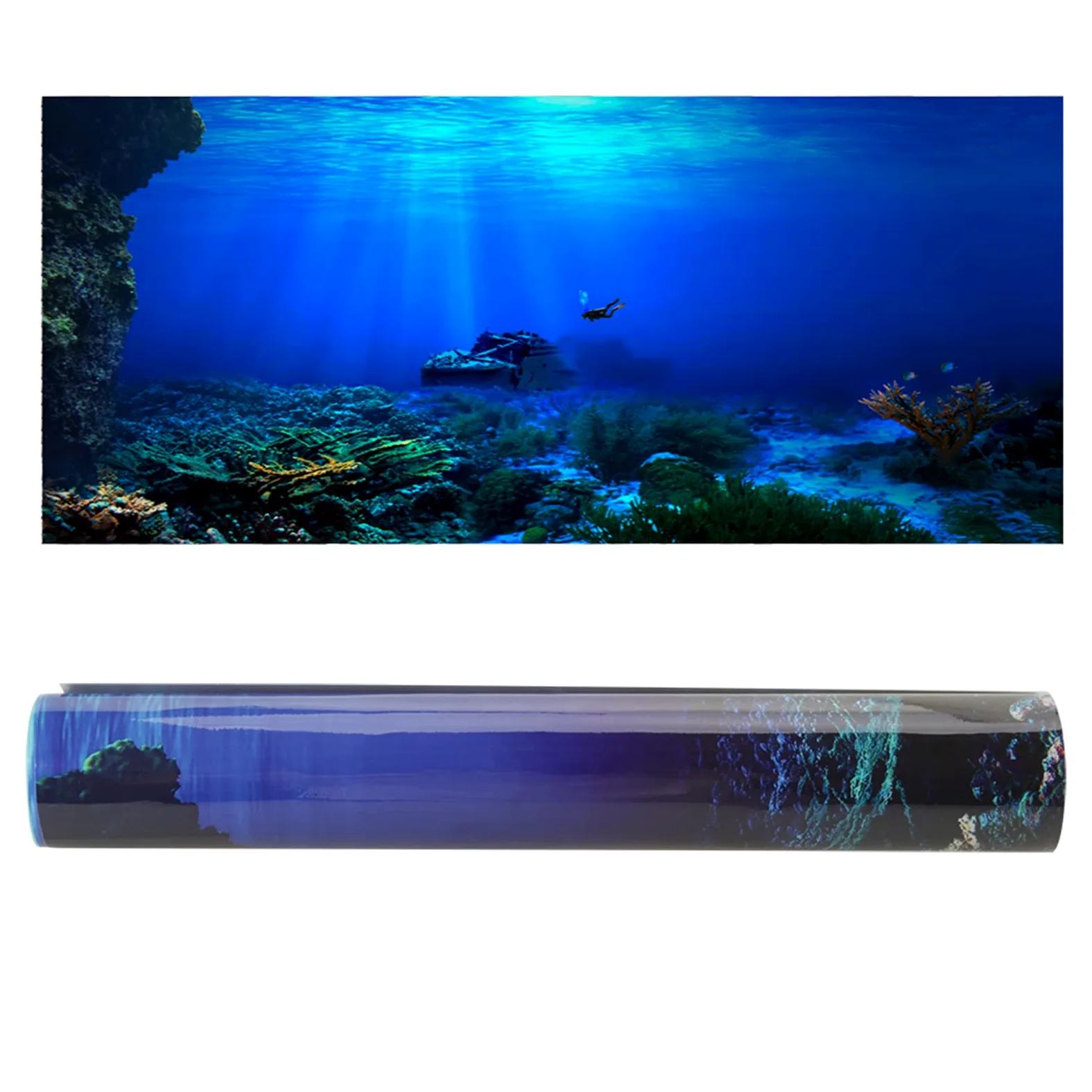 Generic Plakat Samoprzylepny w Tle Seaworld z Realistycznym Wzorem Morskiego świata do Dekoracji Akwarium, Wodoodporny i Trwały, łatwy do Czyszczenia dla Pięknej Aury, materiał PVC (122 * 61cm)