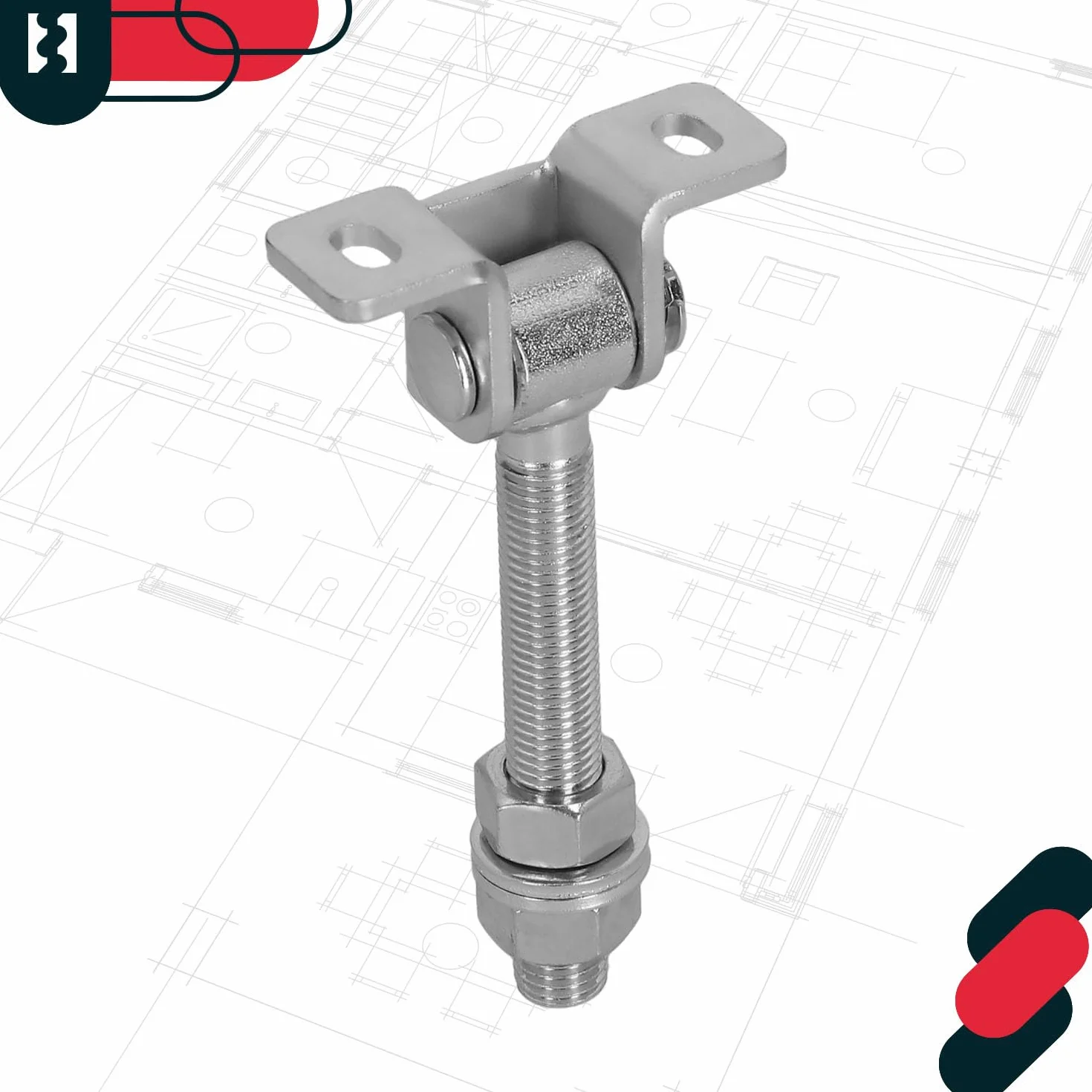 KOTARBAU® Zawias Regulowany - Zawias Wkręcany Do Bram Furtek - Gwint M12 - Stal