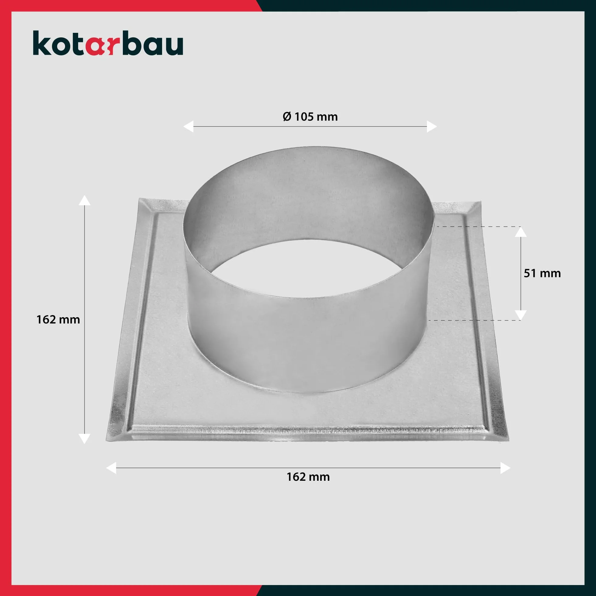 KOTARBAU Rozeta do rury kominowej Ocynk Ø 110 mm 162 mm x 51 mm