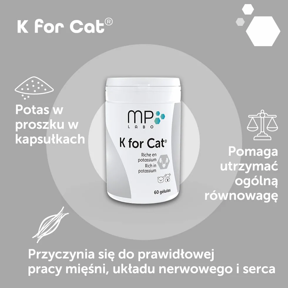 MP Labo K dla kotów 60 kapsułek dla psów i kotów - bogate w potas
