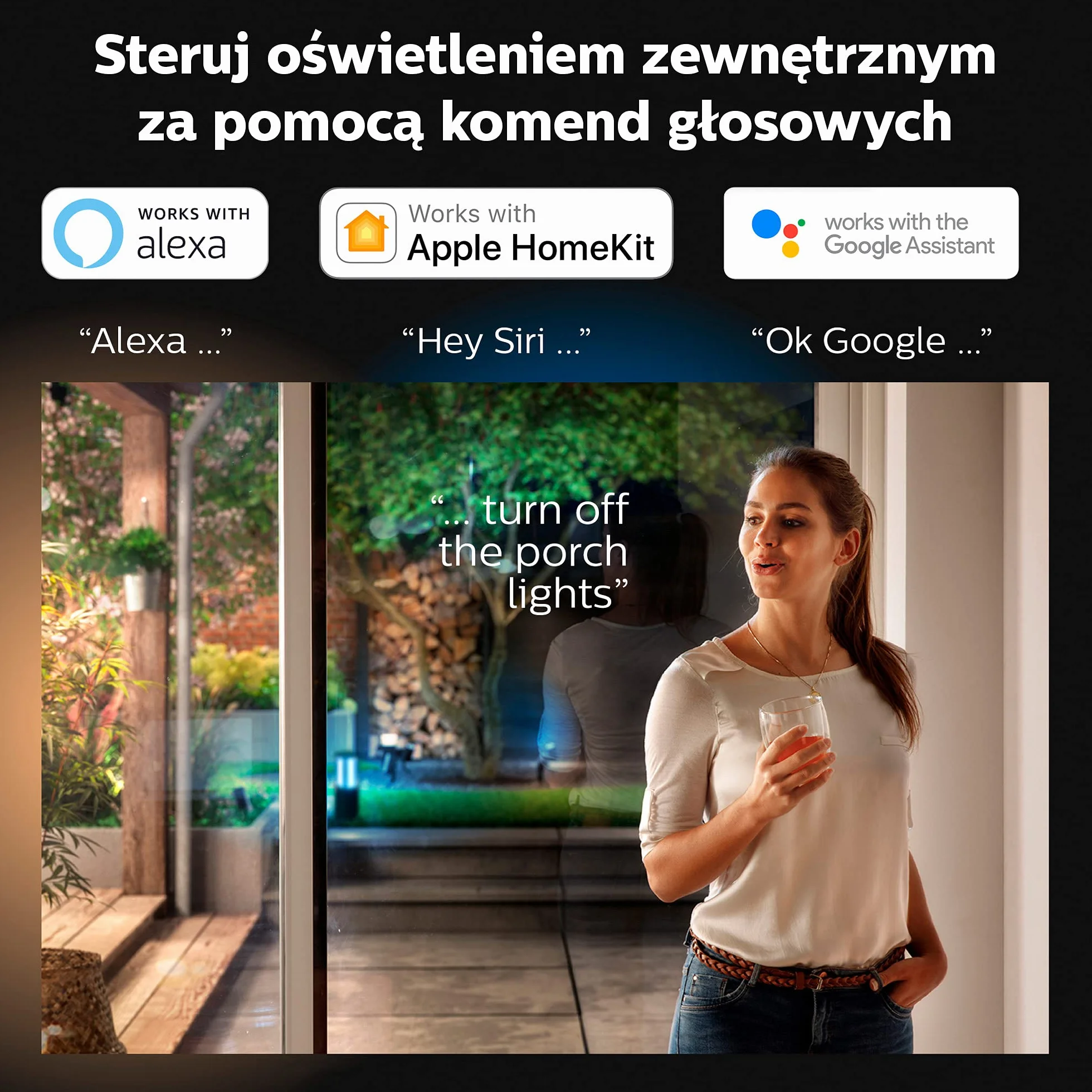 Philips Hue Impress White and Color Ambiance Zewnętrzna lampa stojąca LED, wysoka, 16 mln kolorów, sterowanie aplikacją