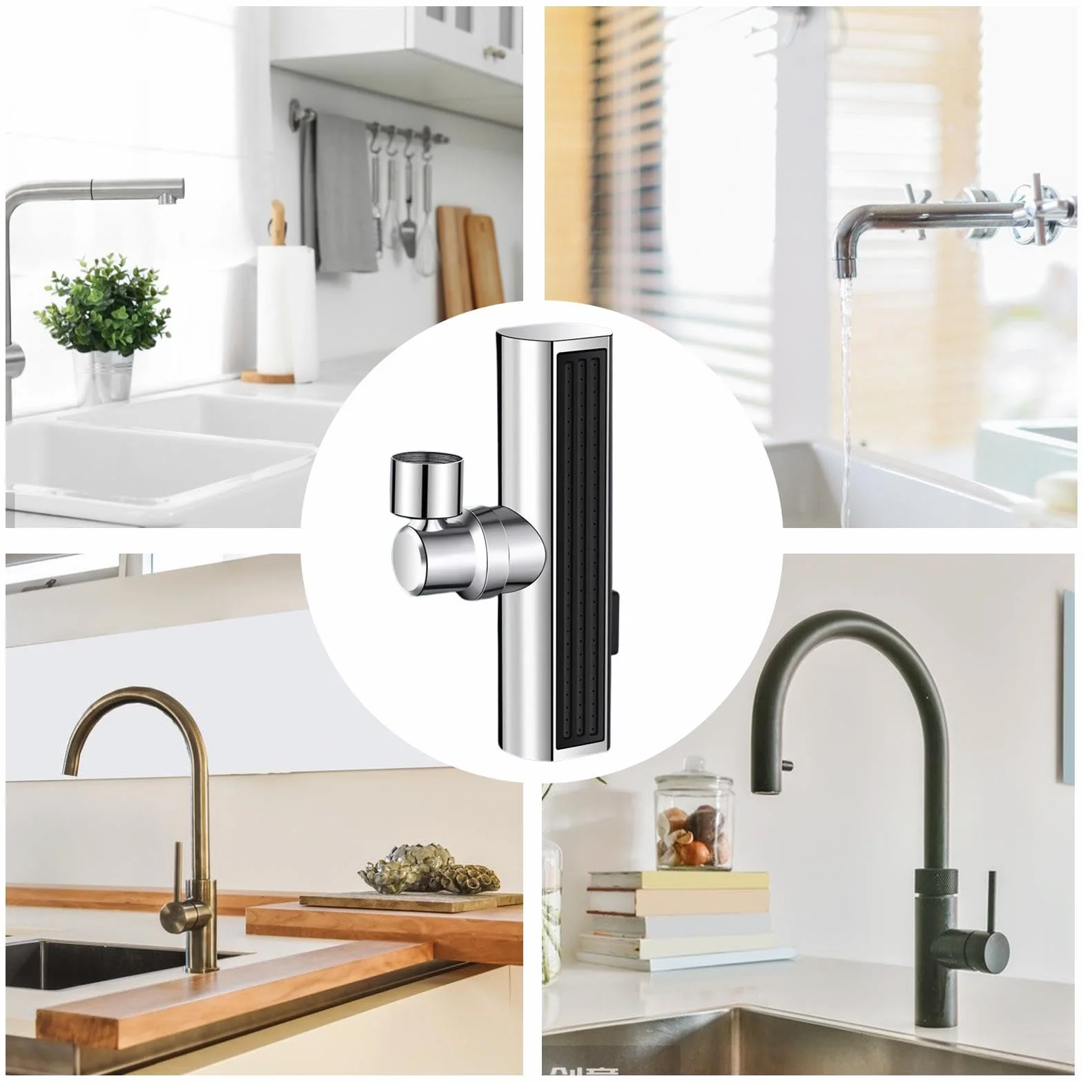 3-Function Kitchen Sink Faucet Sprayer Nozzle, Splash-Proof Faucet Attachment