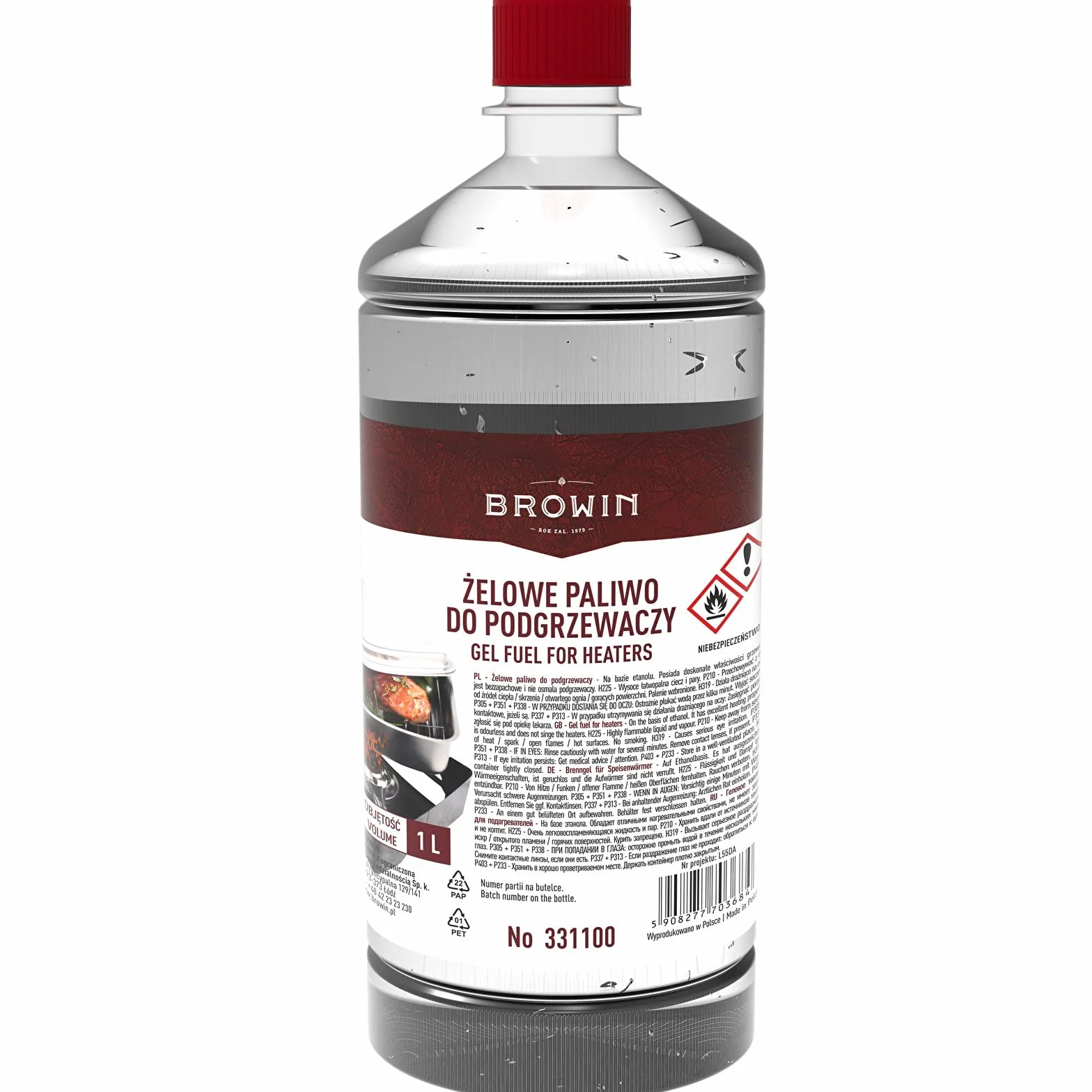 Browin 331100 żel opałowy do palników żelowych do pieców wędzarniczych, przezroczysty