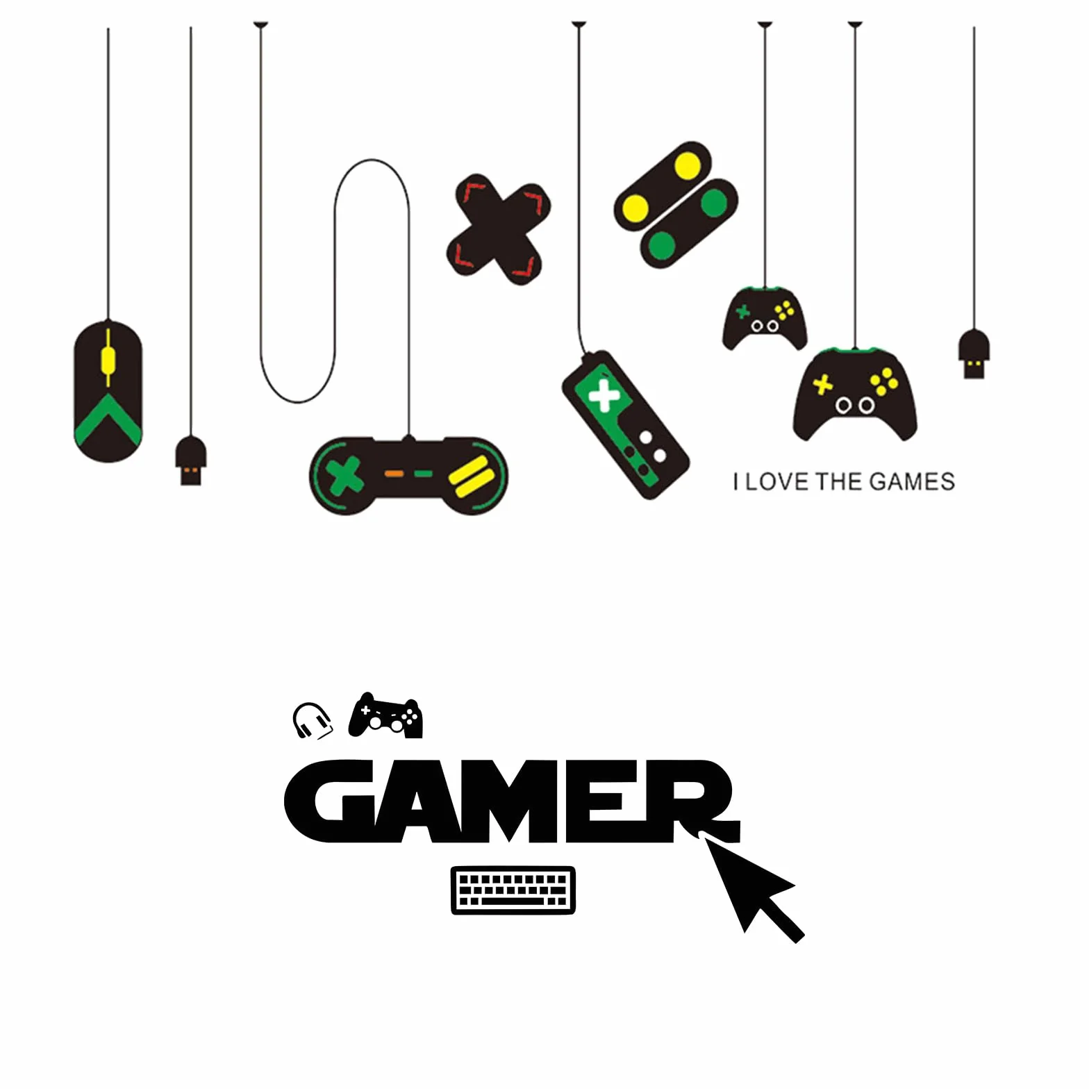 Naklejki ścienne na kontroler gier, 2 sztuki Gamer Eat Sleep Game, naklejka na ścianę do pokoju gier, odklejana dekoracja